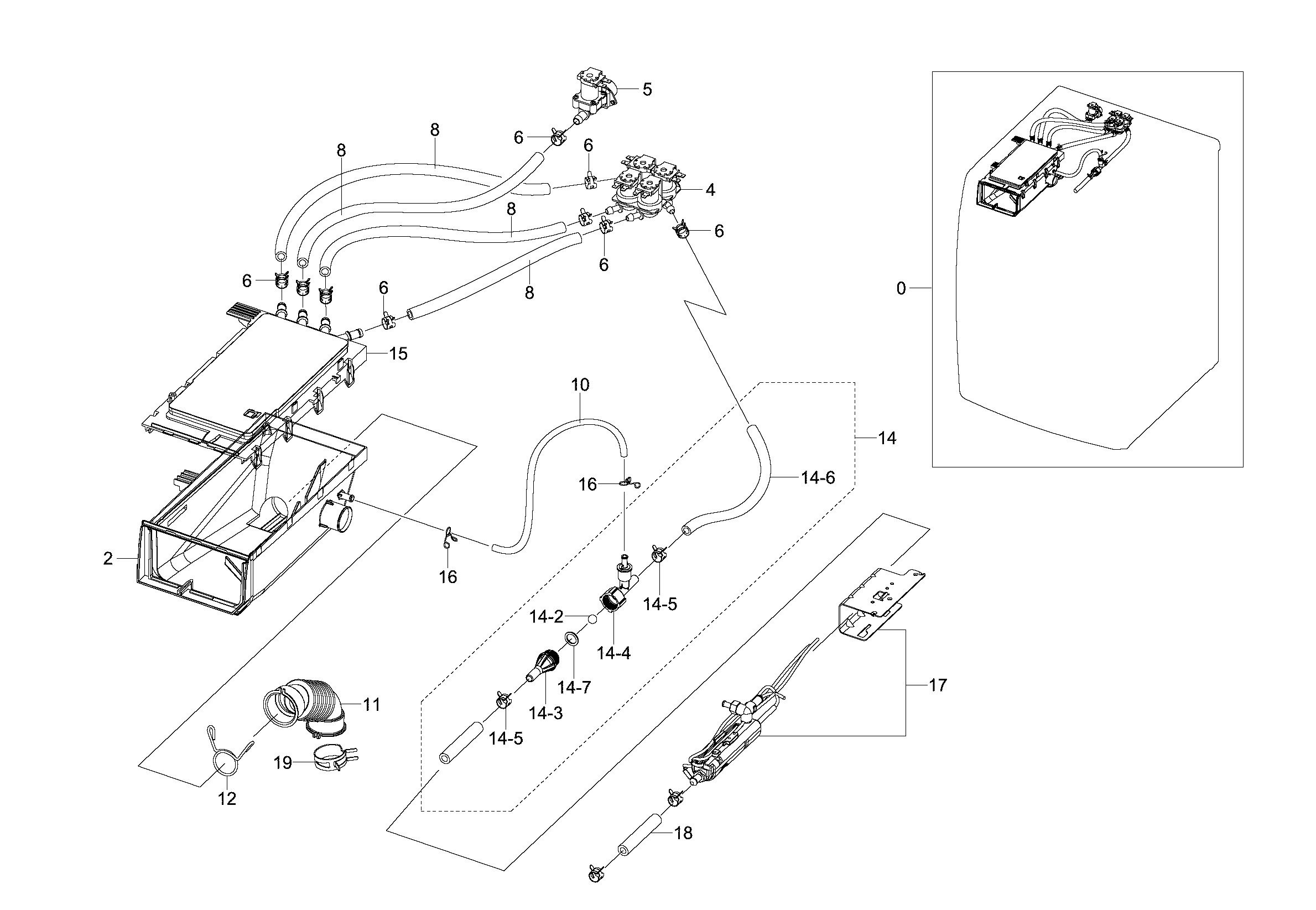 Samsung WF520ABP/XAA-00 housing-drawer diagram