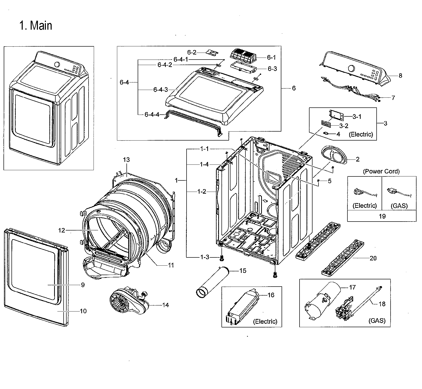 Samsung DVG52M7750V/A3-00 main asy diagram
