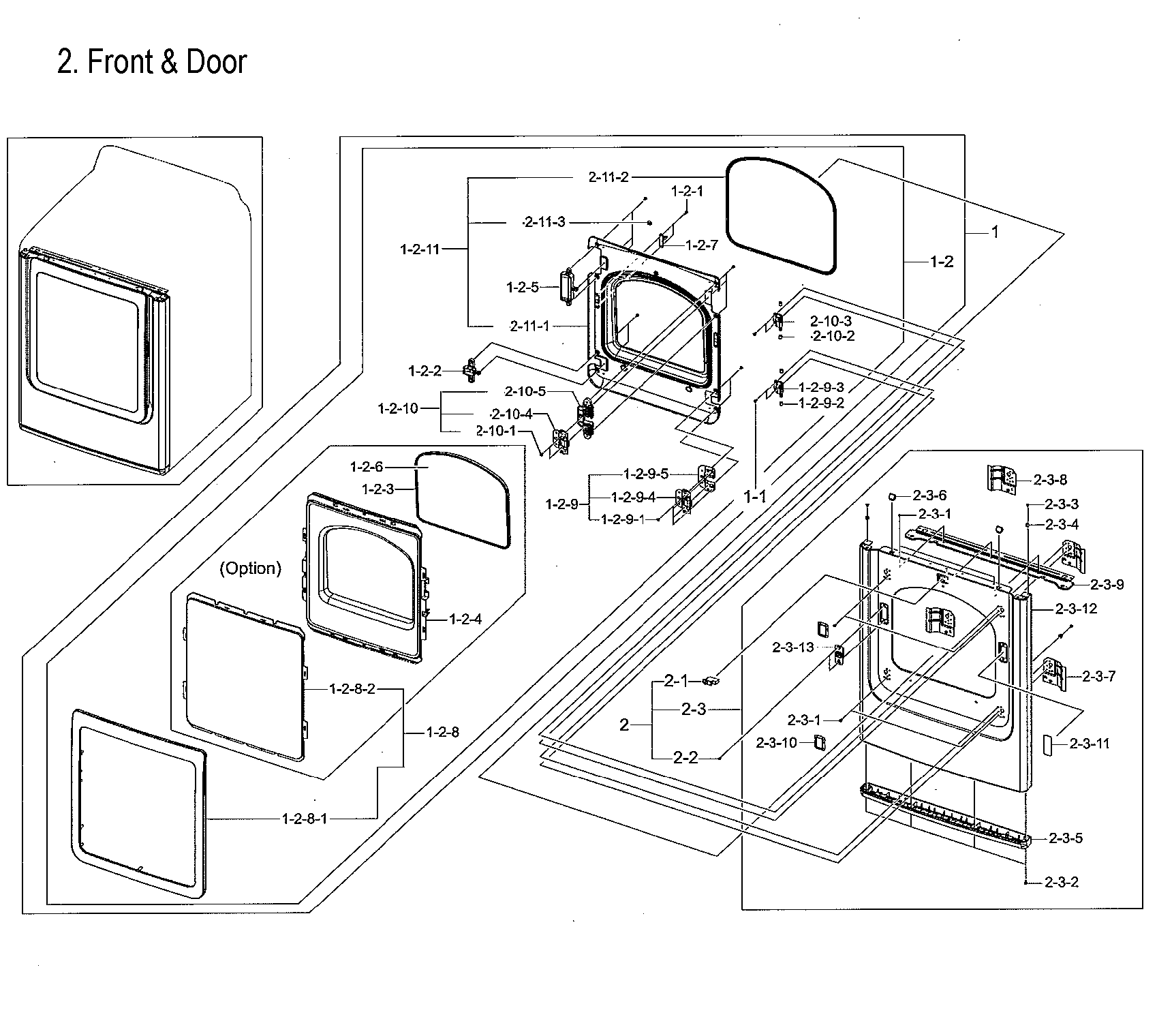 Samsung DVG52M7750V/A3-00 frame front & door diagram