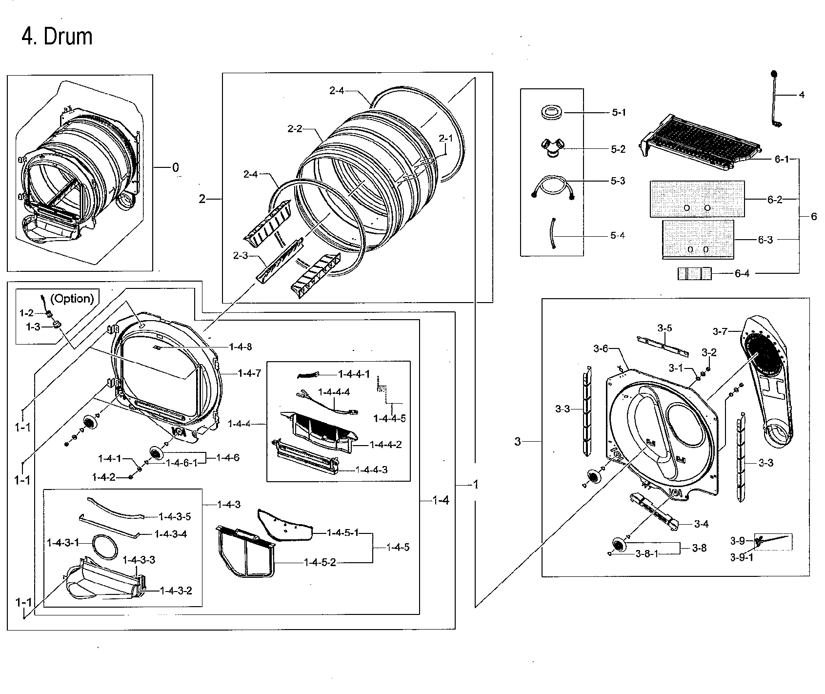 Samsung DVG52M7750V/A3-00 drum parts diagram