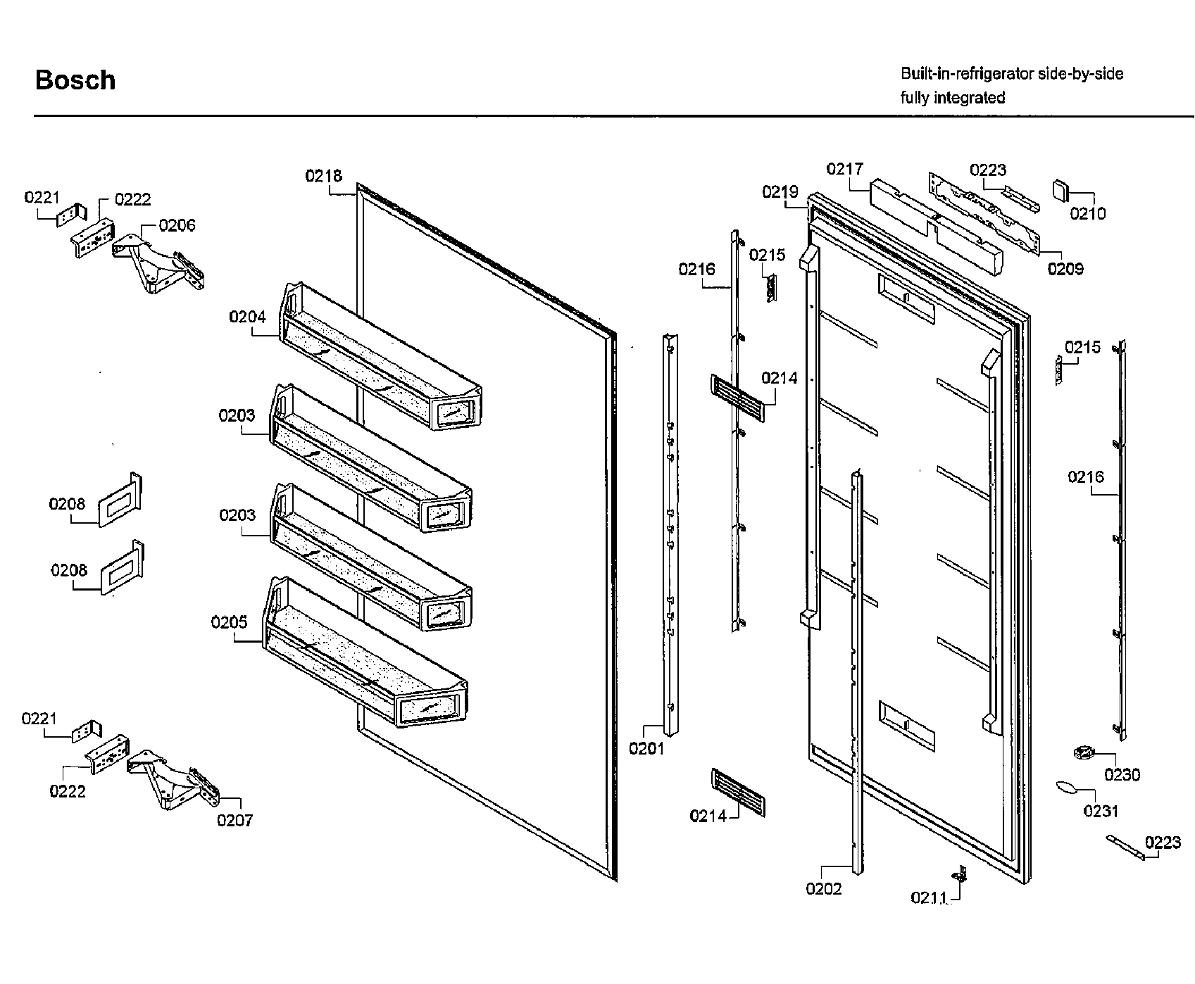 Bosch B30IR800SP/01 door & shelf diagram