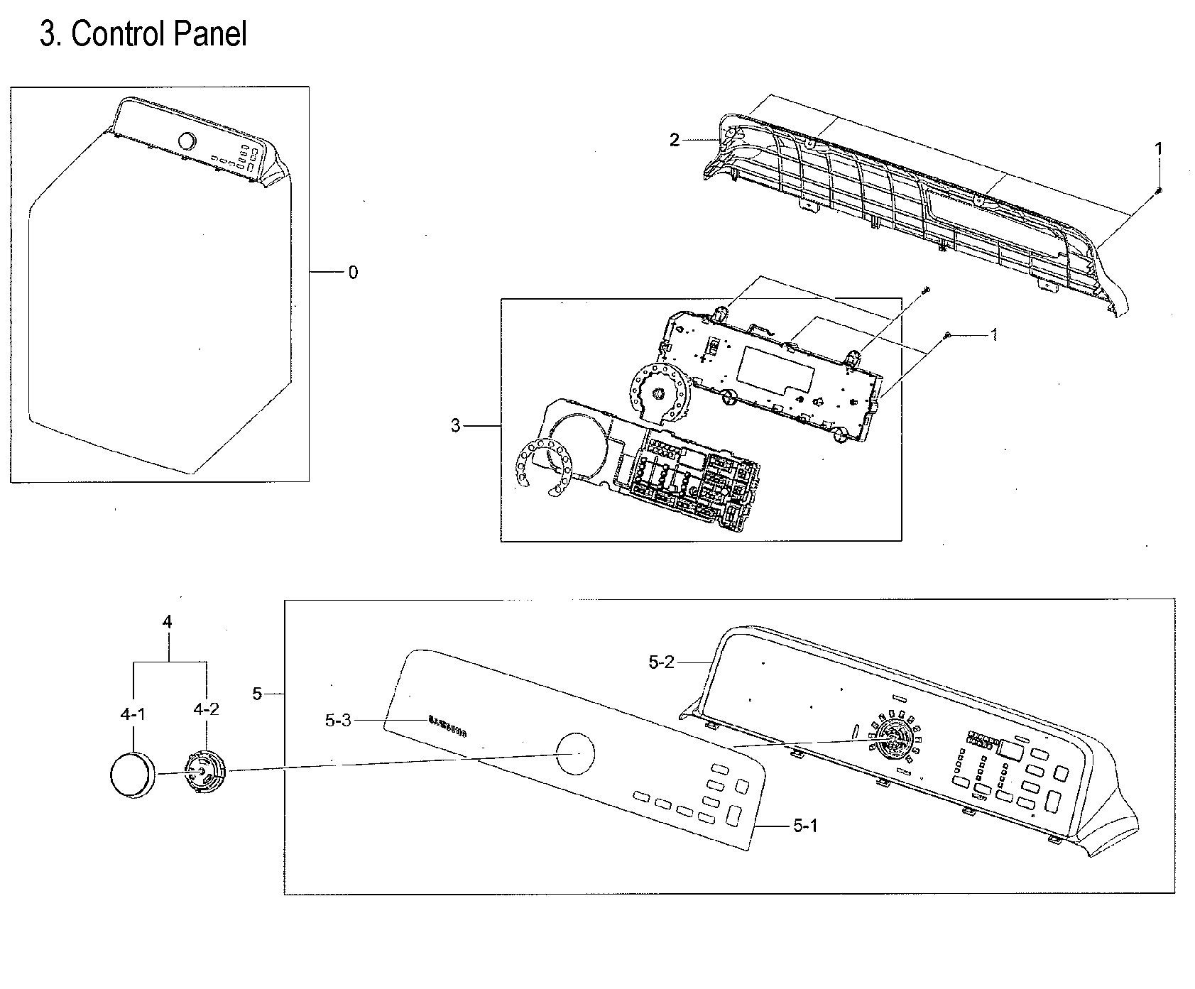 Samsung DVE50M7450P/A3-00 control panel diagram