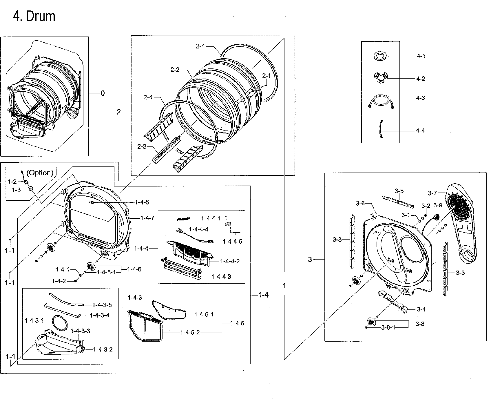 Samsung DVE50M7450P/A3-00 drum parts diagram