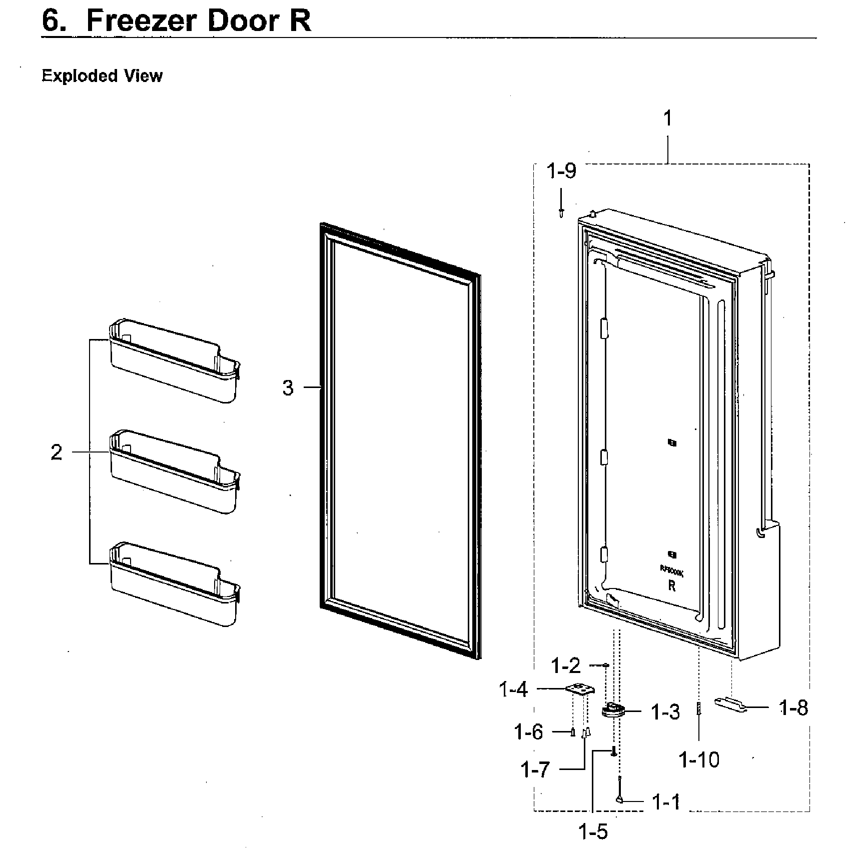 Samsung RF22M9581SG/AA-00 freezer door rt diagram