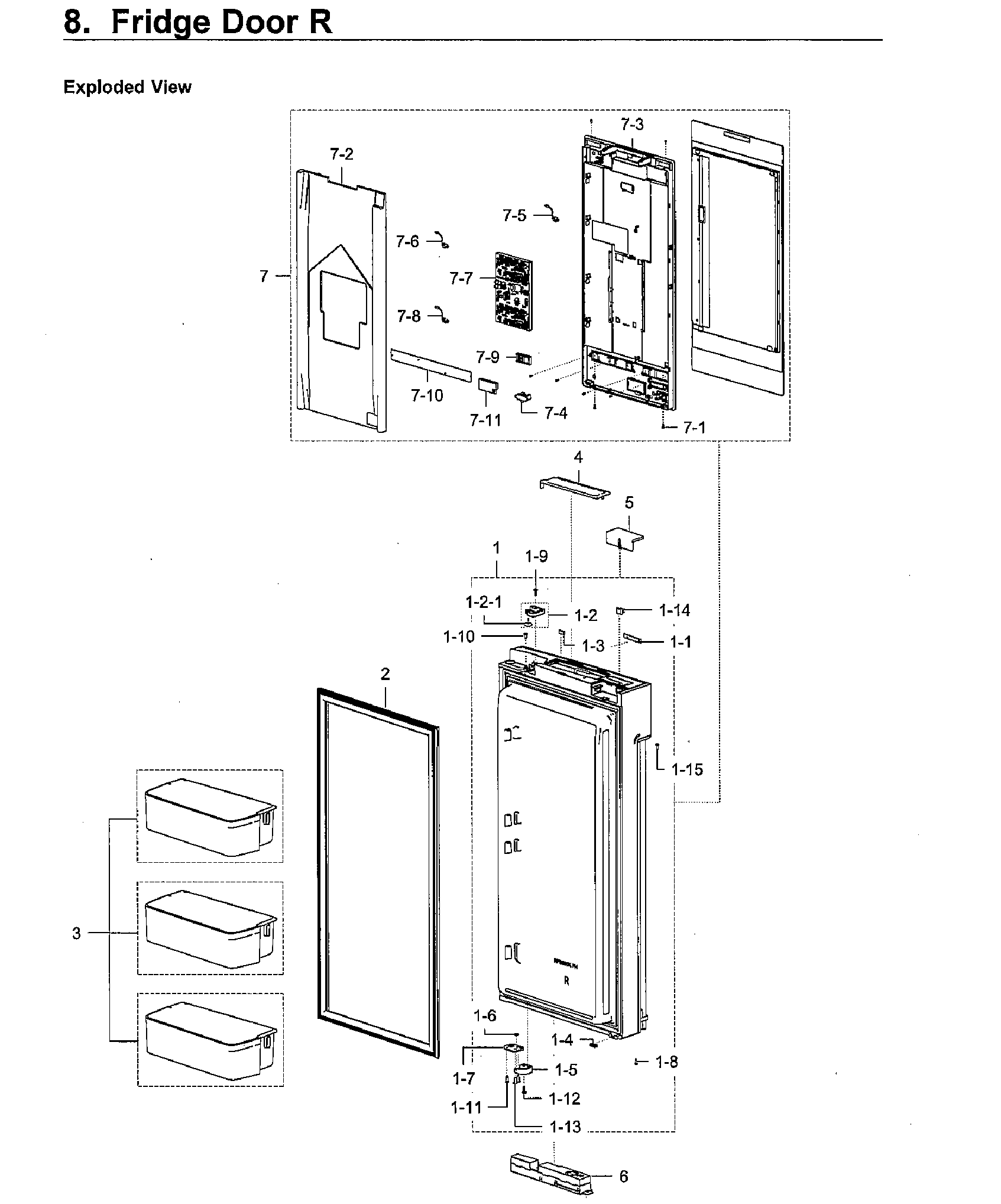 Samsung RF22M9581SG/AA-00 fridge door rt diagram
