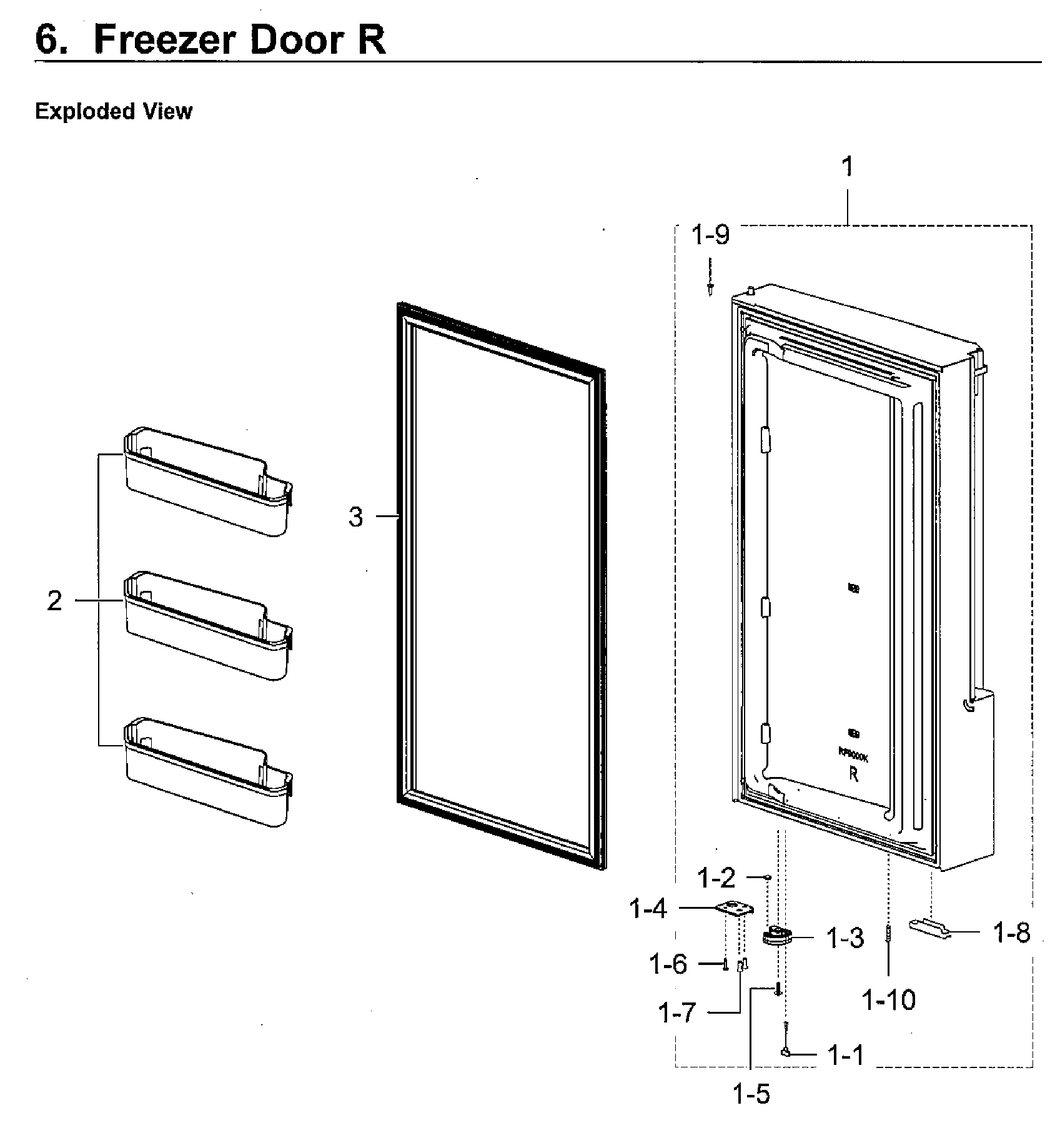 Samsung RF22M9581SR/AA-00 freezer door rt diagram