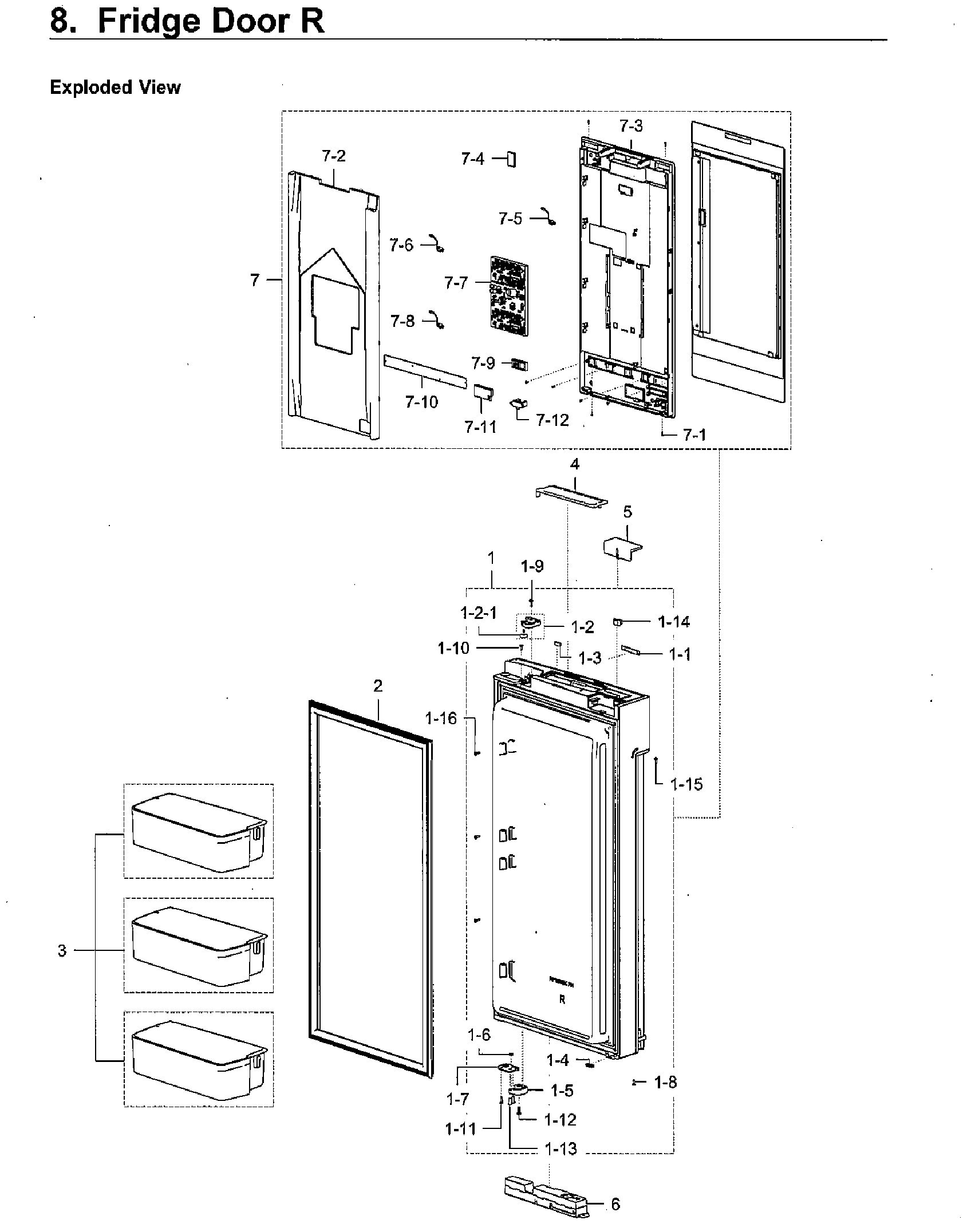 Samsung RF22M9581SR/AA-00 fridge door rt diagram