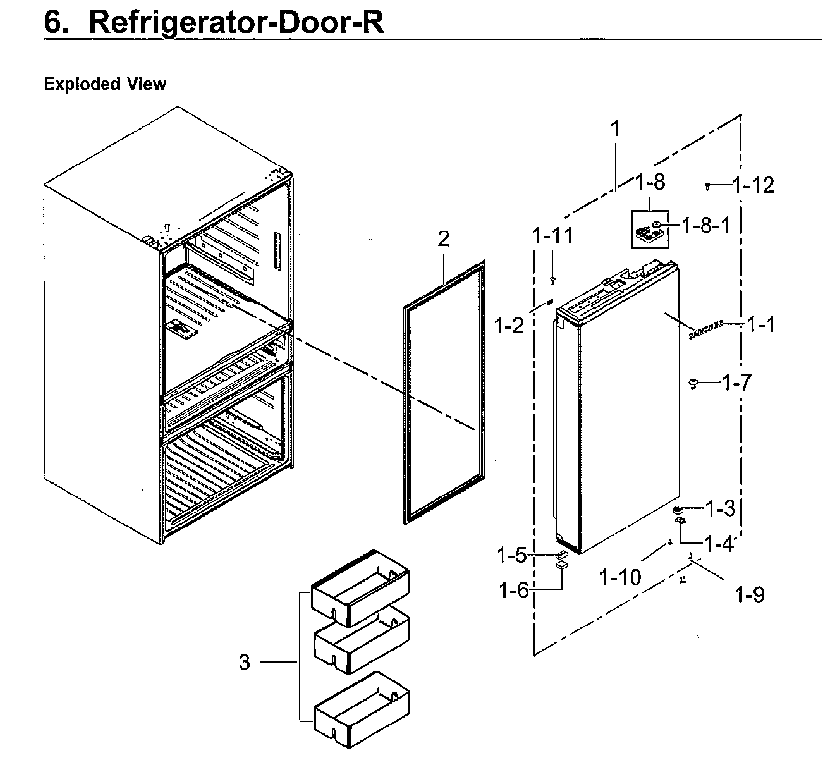 Samsung RF23M8070SR/AA-00 fridge door rt diagram