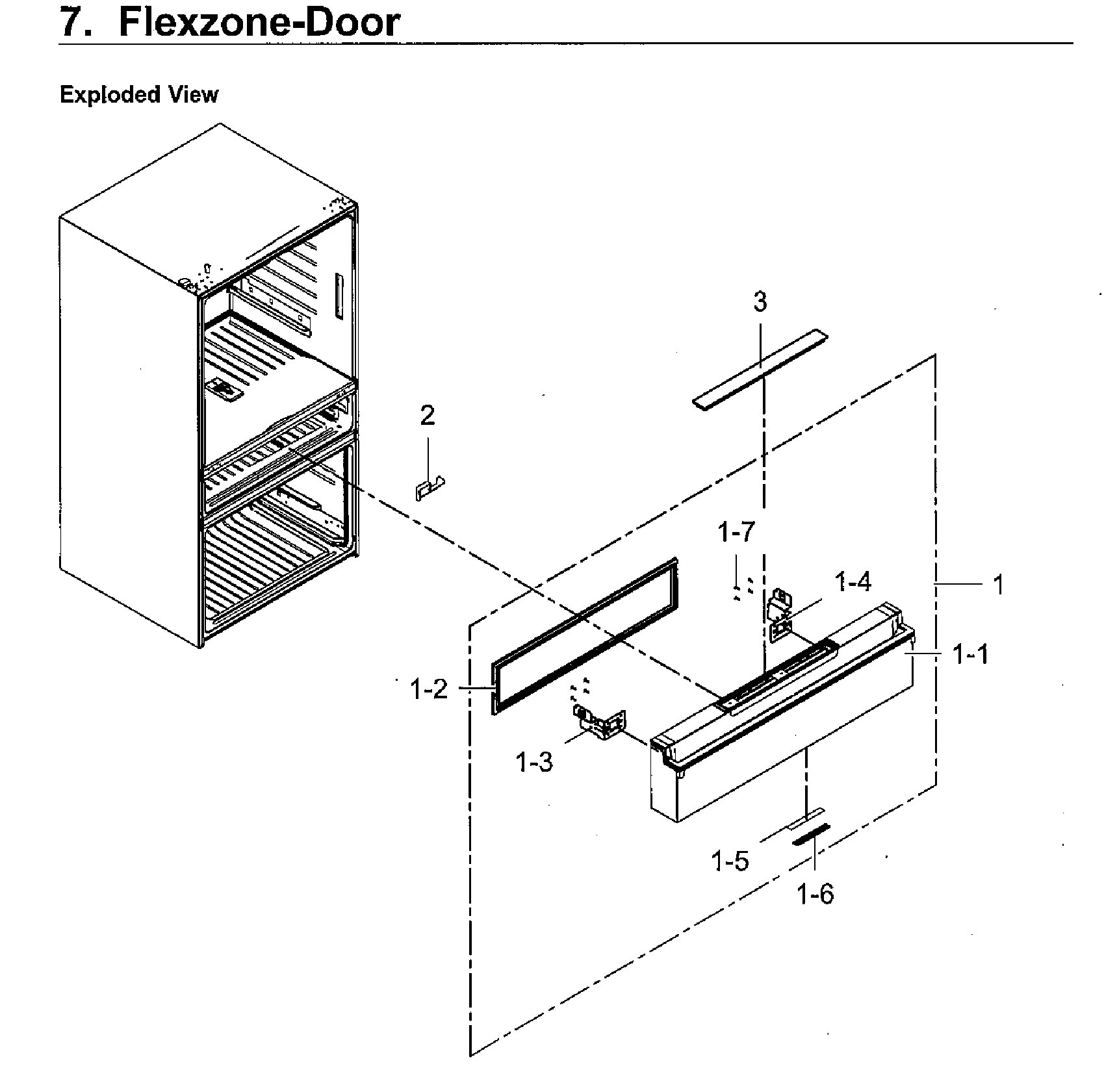 Samsung RF23M8070SR/AA-00 flexzone door diagram