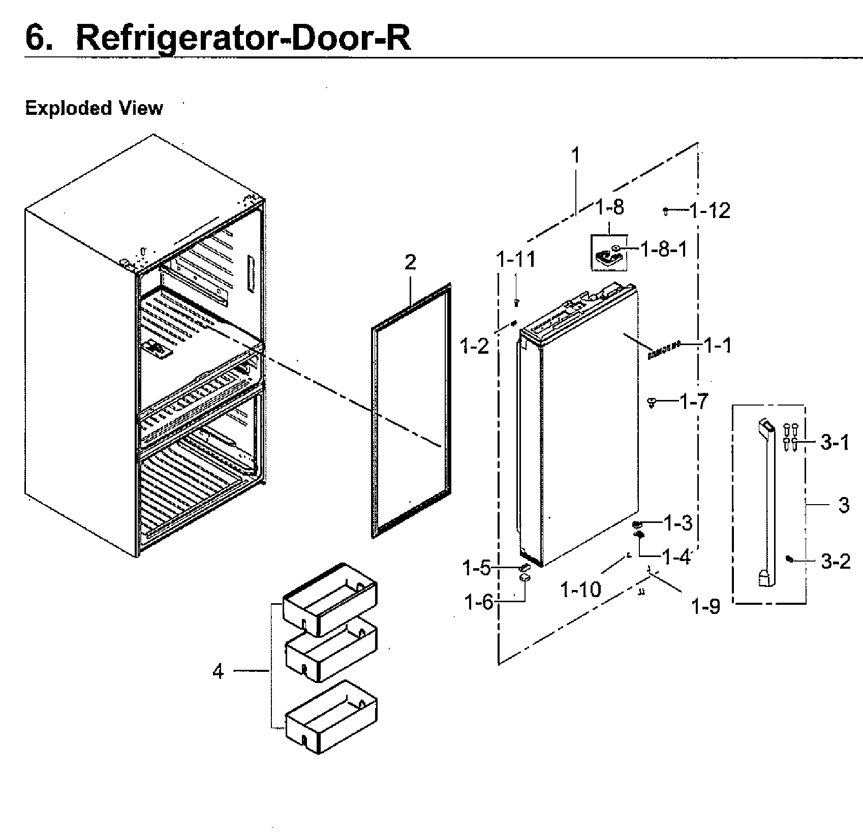Samsung RF23M8090SR/AA-00 fridge door rt diagram