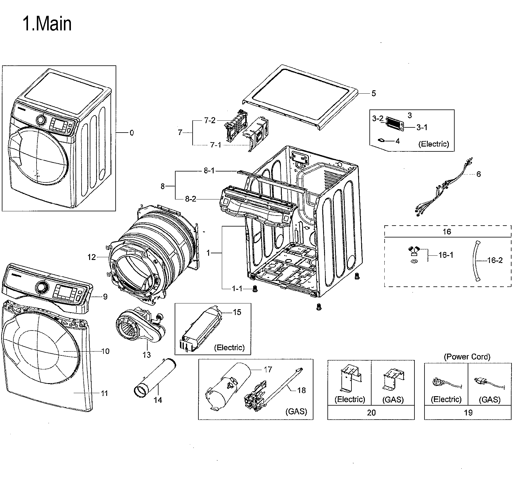 Samsung DVG45M5500Z/A3-00 main parts diagram
