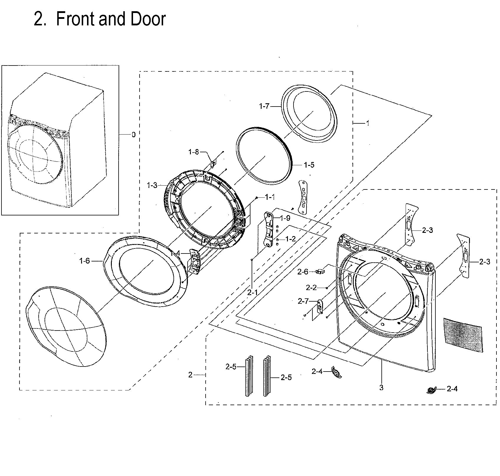Samsung DVG45M5500Z/A3-00 front and door diagram