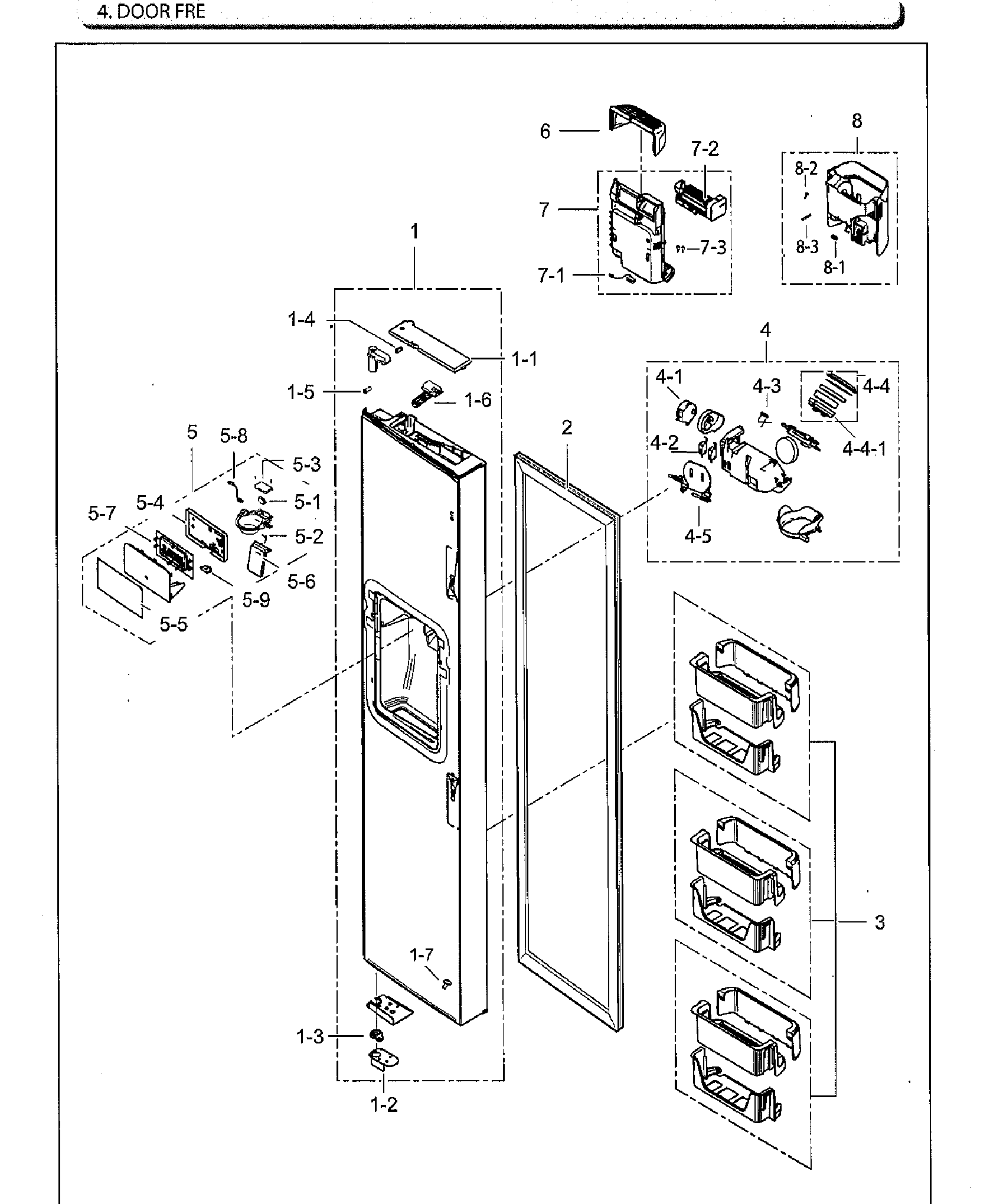 Samsung RS25H5111BC/AA-02 left door diagram