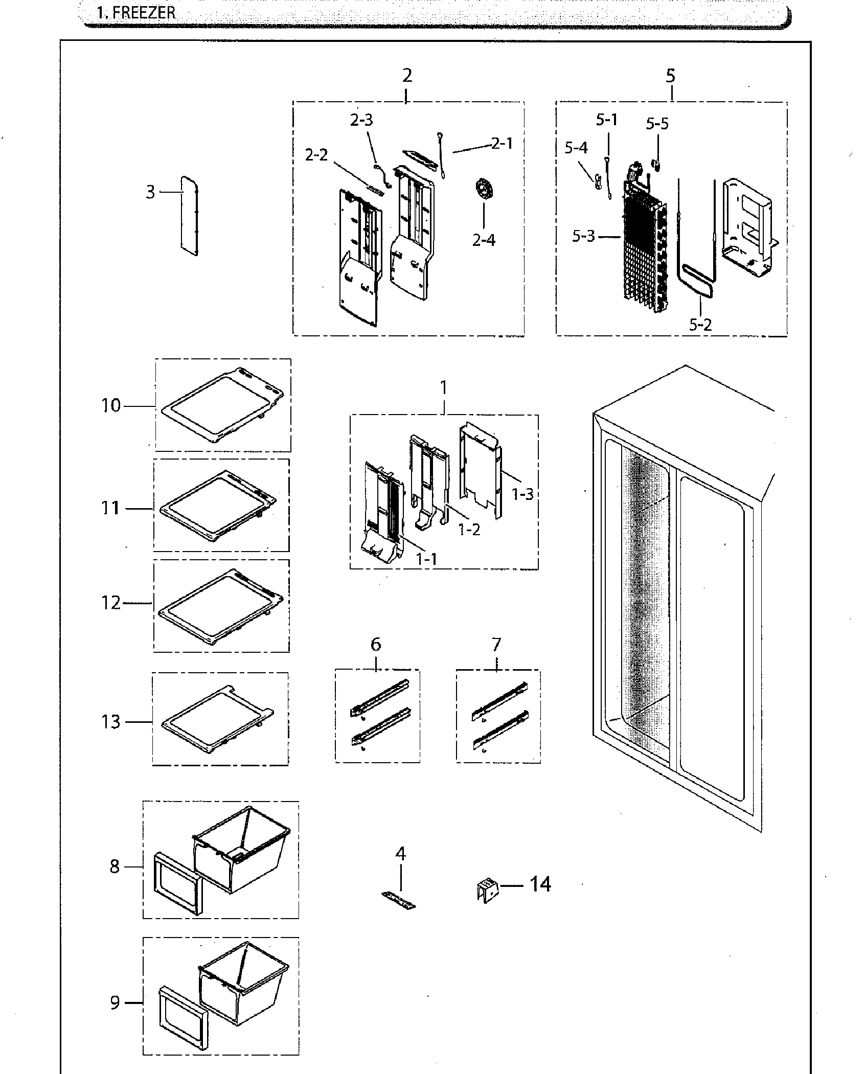 Samsung RS25H5111SR/AA-02 freezer diagram