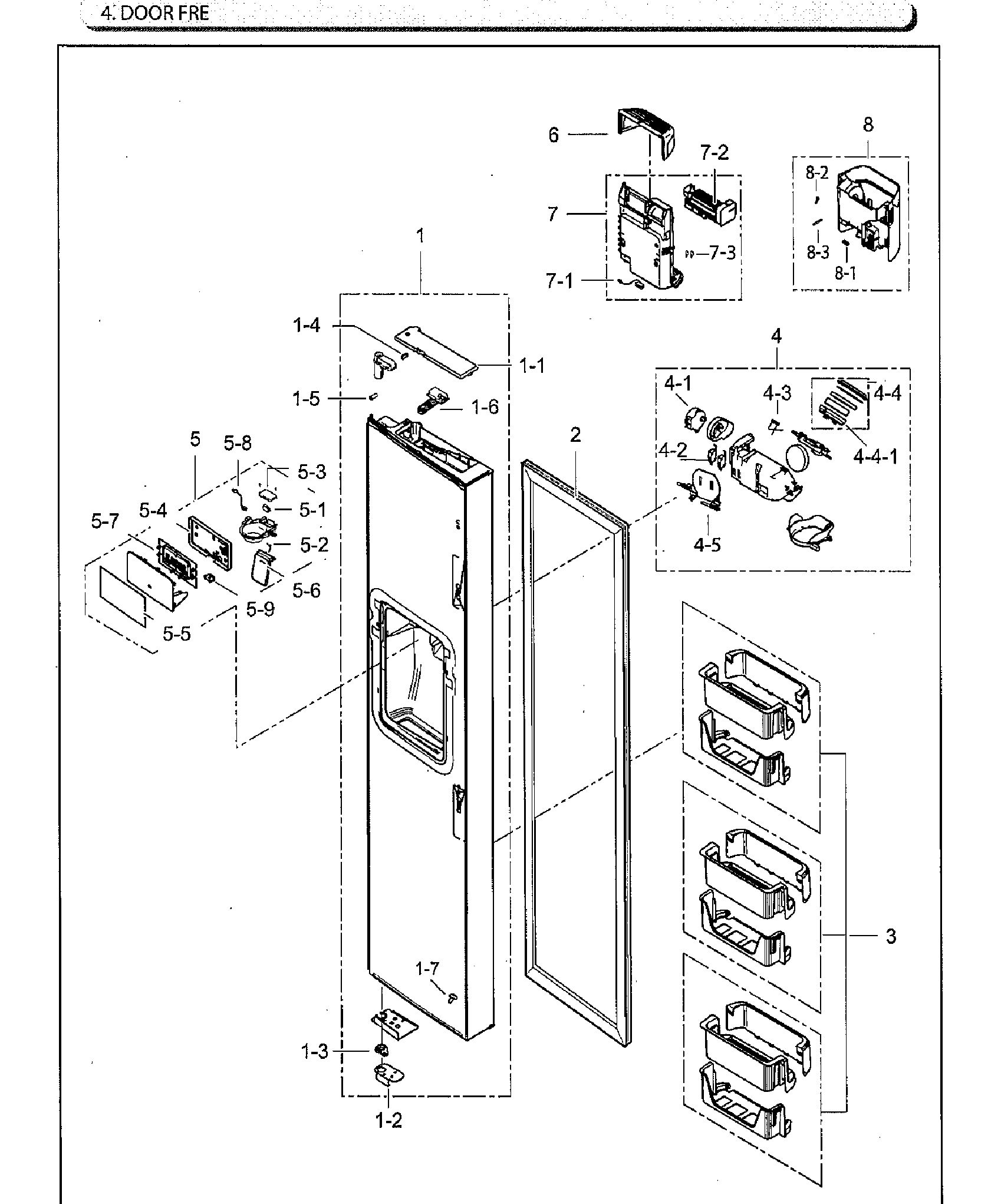 Samsung RS25H5111SR/AA-02 left door diagram