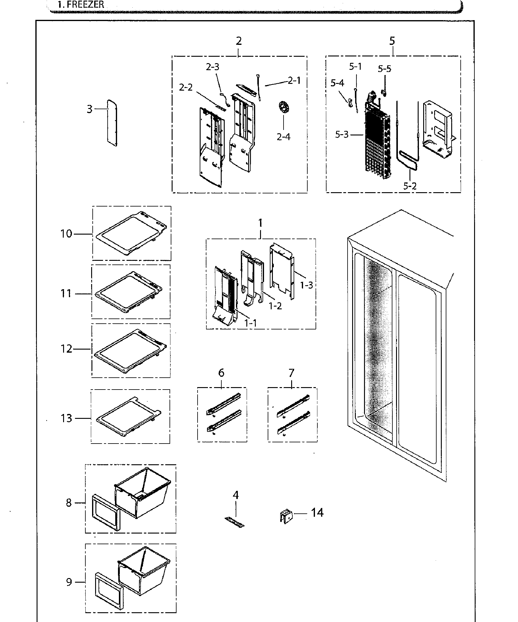 Samsung RS25H5111WW/AA-02 freezer diagram