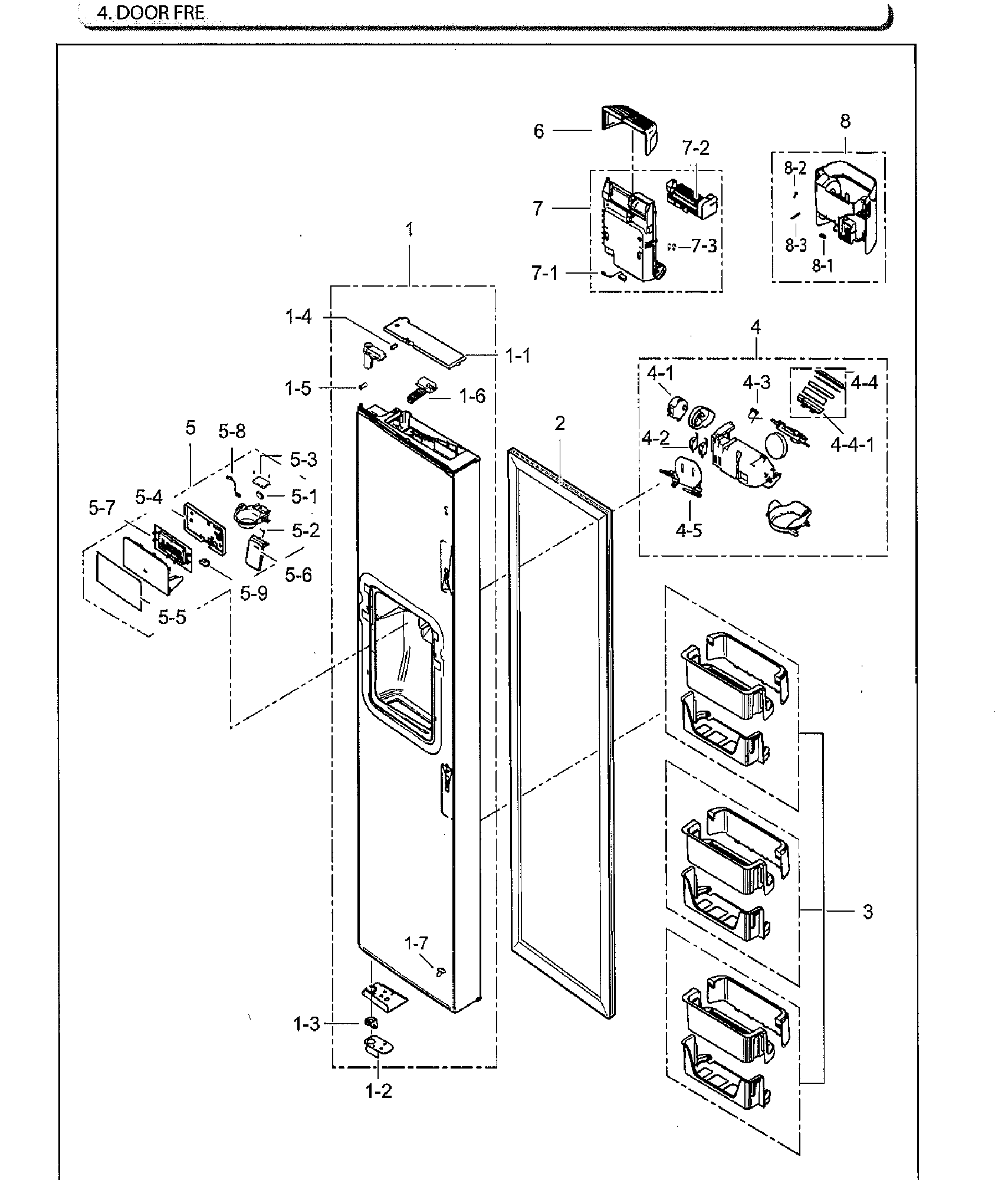 Samsung RS25H5111WW/AA-02 left door diagram