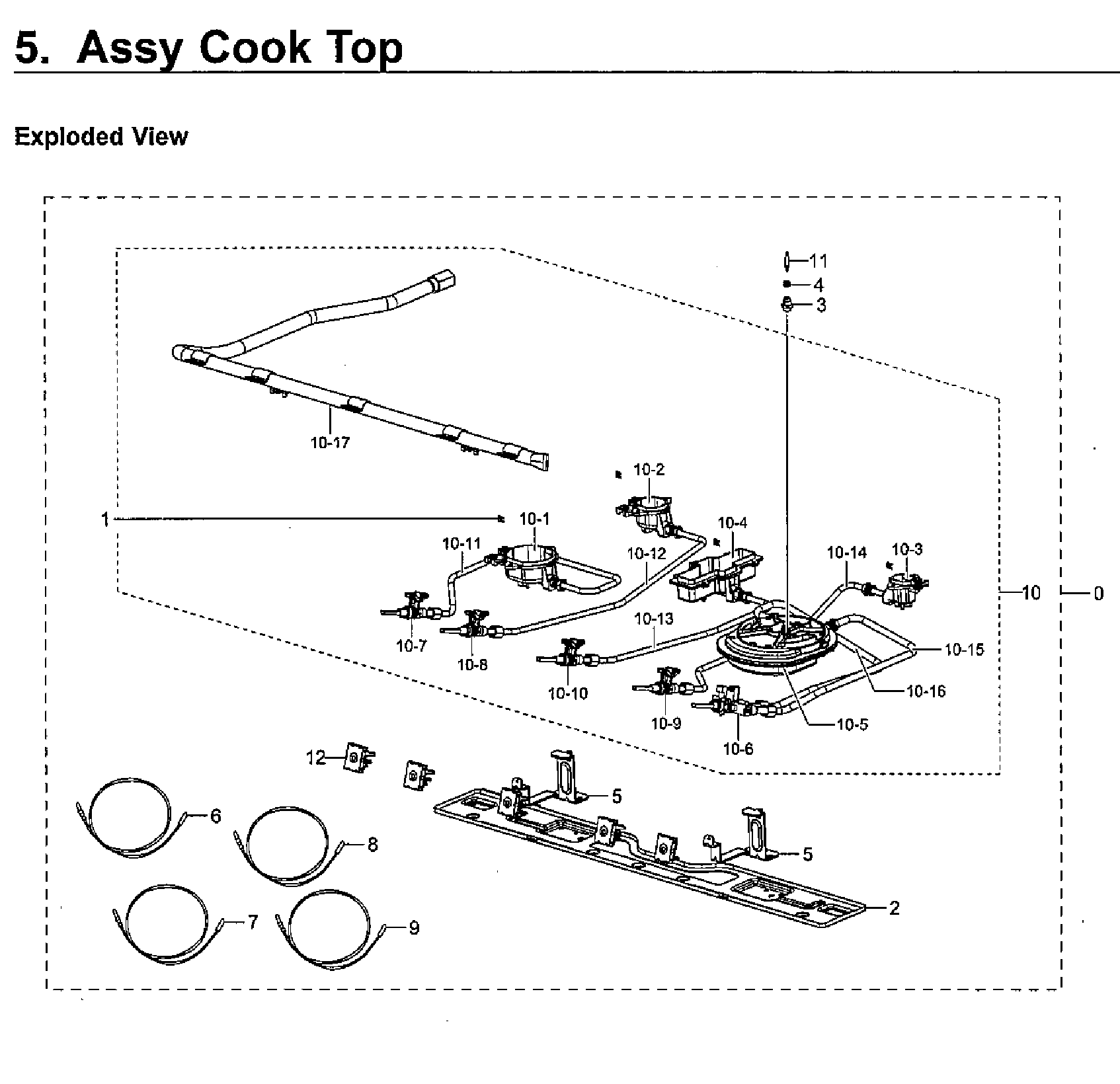 Samsung NX58M6650WG/AA-00 cooktop diagram
