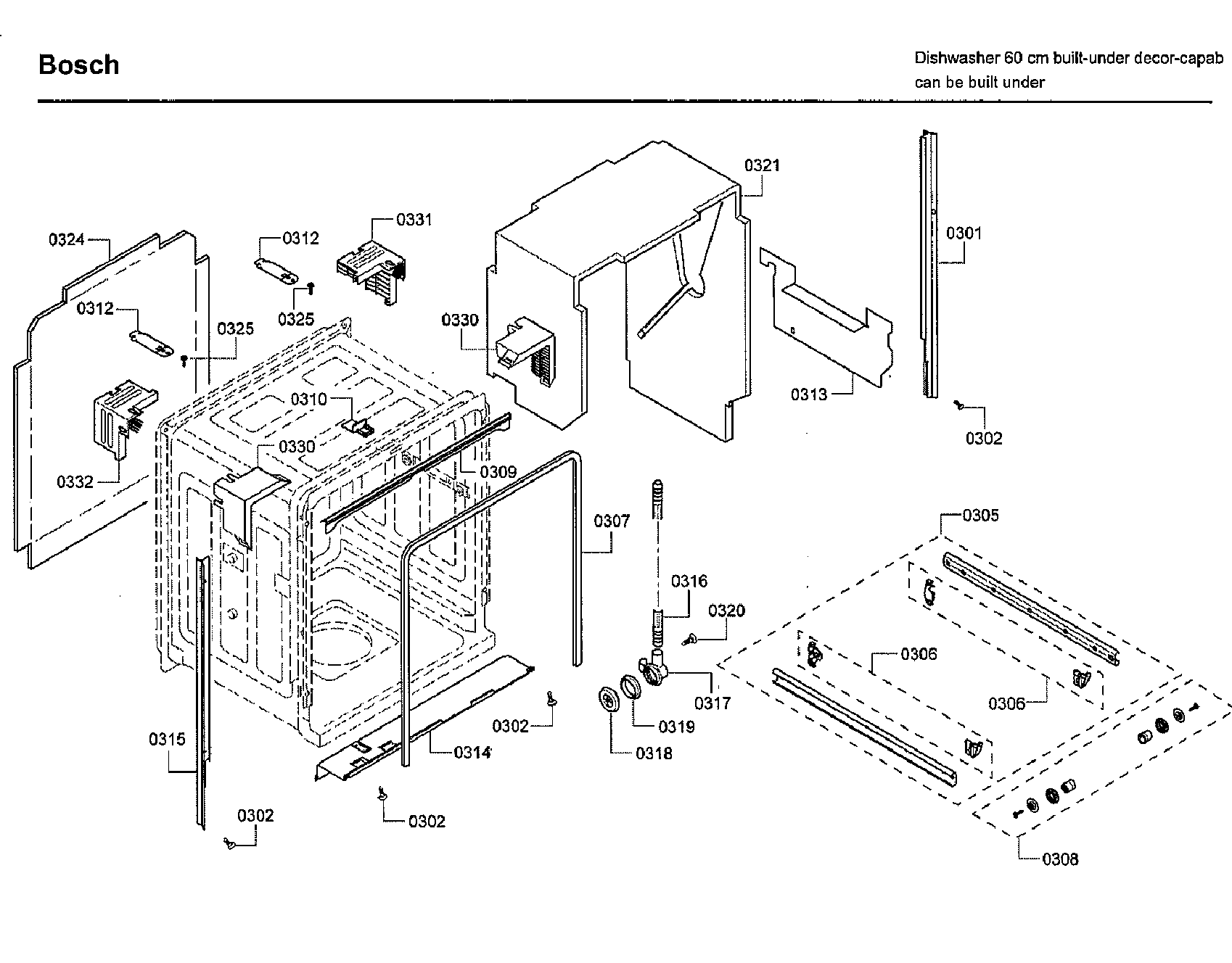 Bosch SHE43RL5UC/64 cabinet diagram