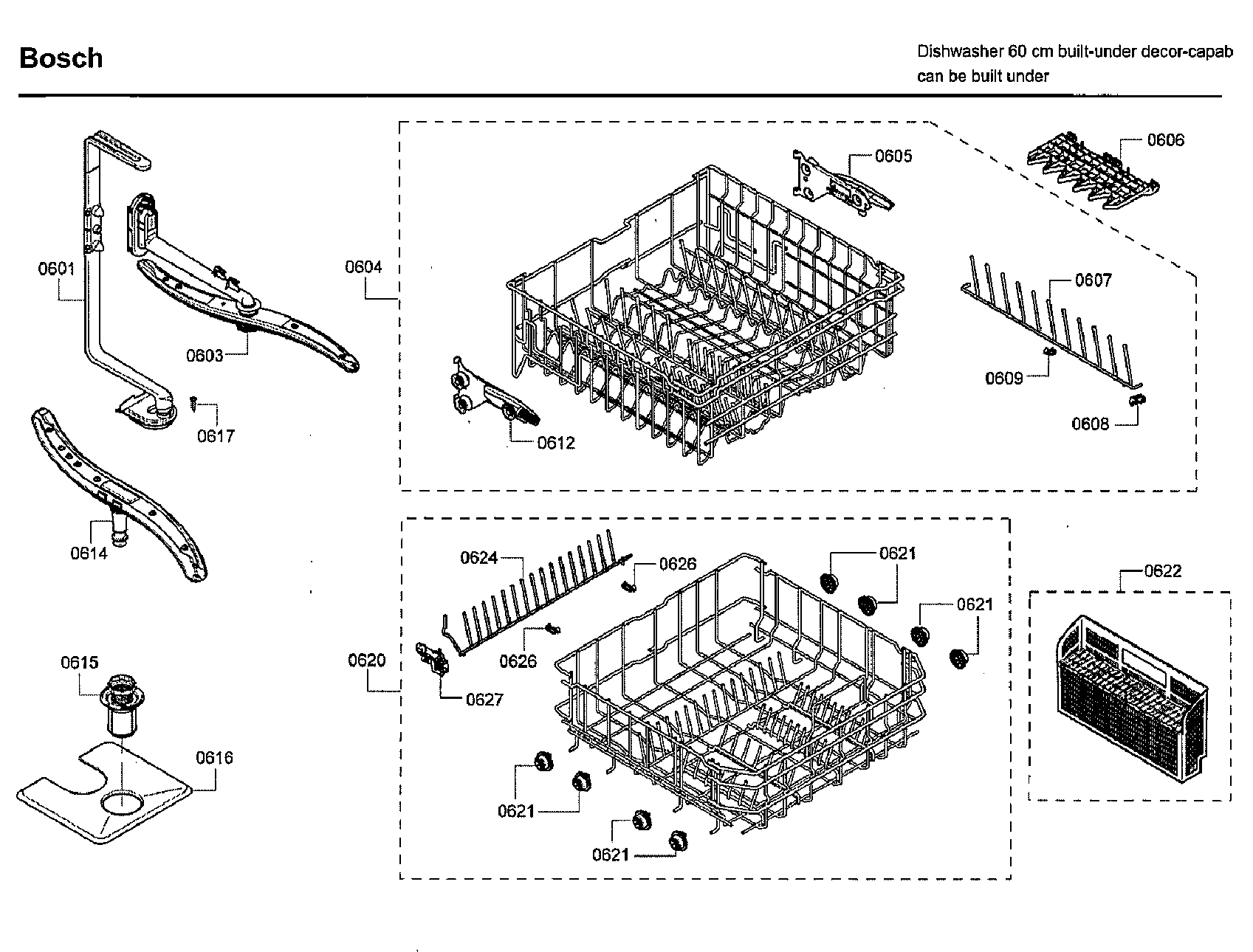 Bosch SHE43RL5UC/64 baskets diagram