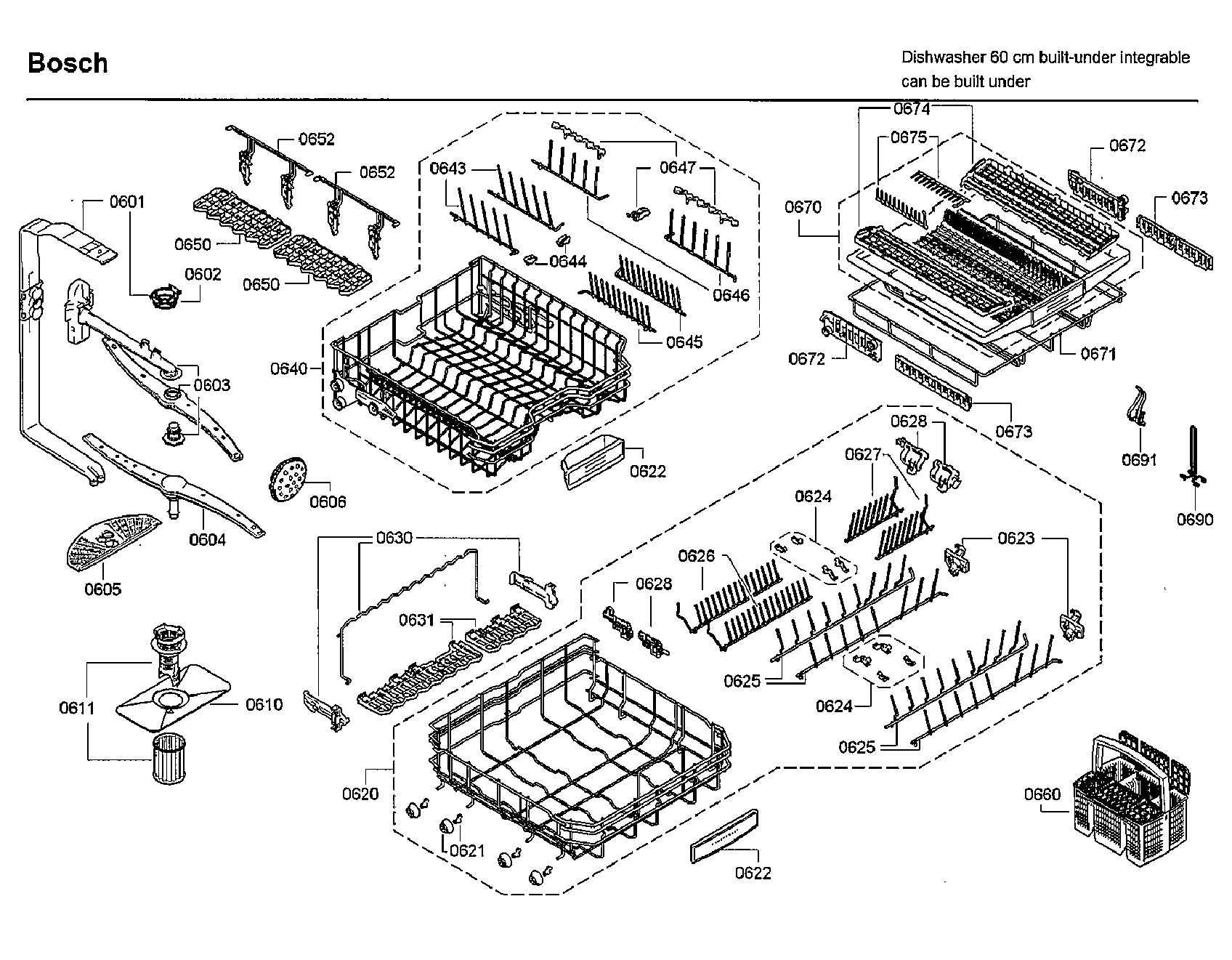 Bosch SHX9PT55UC/86 baskets diagram
