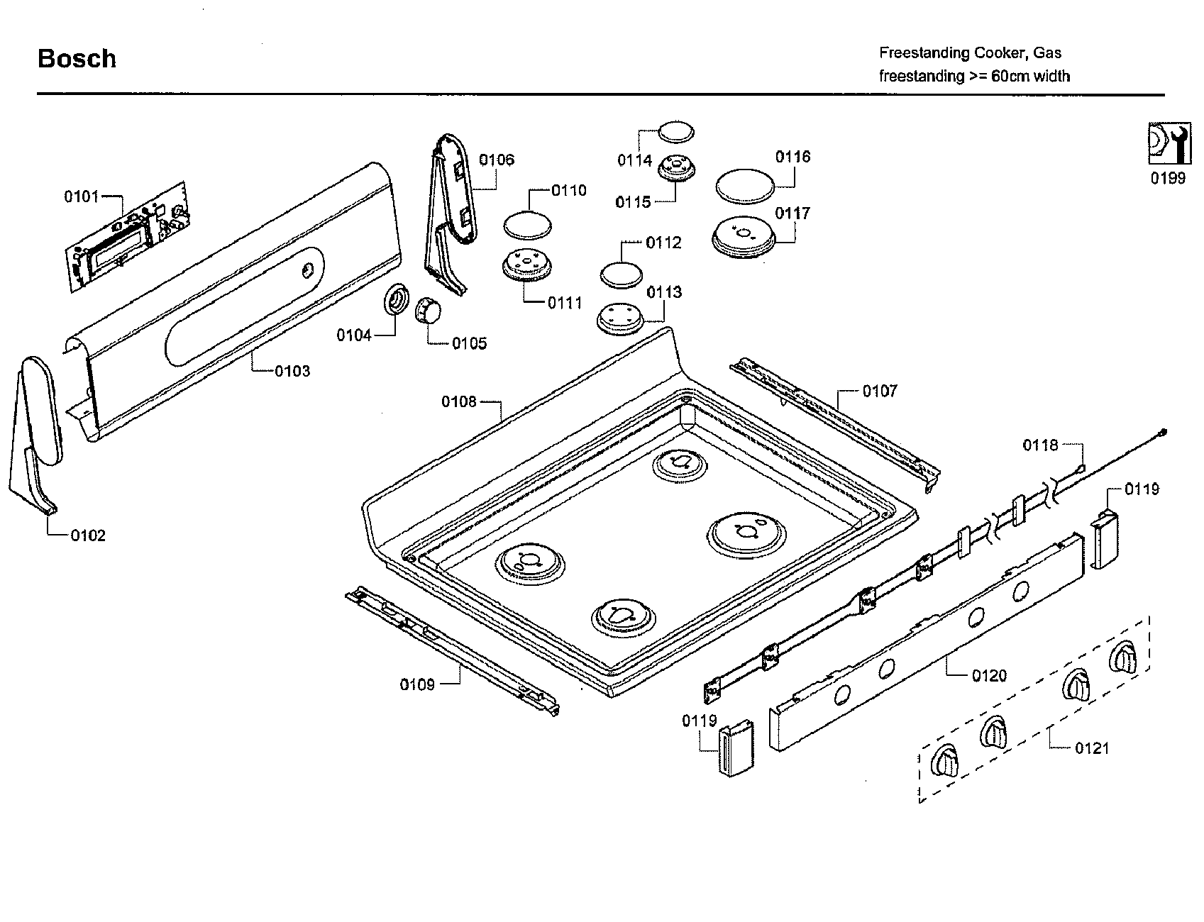 Bosch HGS7132UC/06 top assy diagram