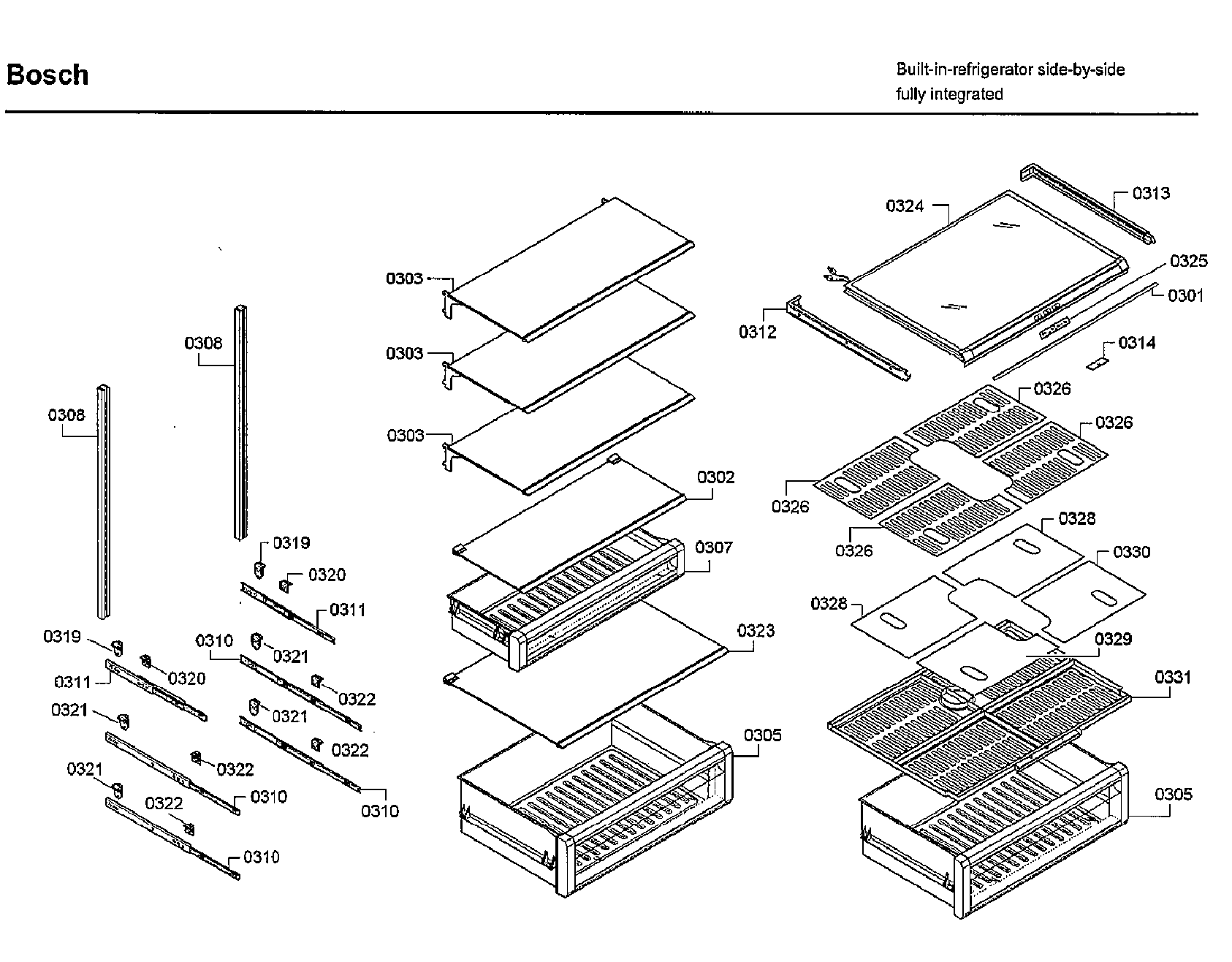 Bosch B30IR800SP/02 shelfs diagram