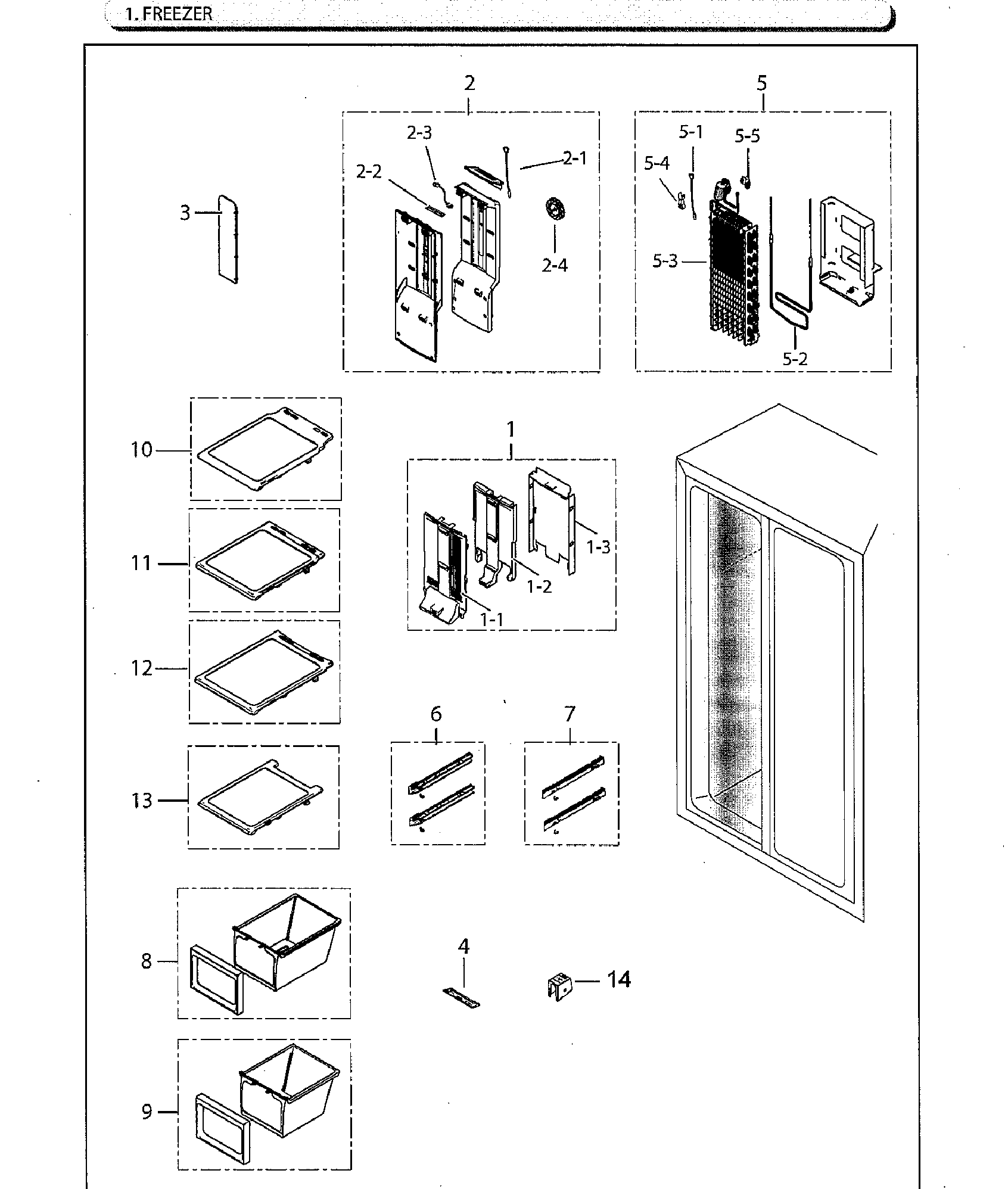 Samsung RS25H5111SG/AA-01 freezer diagram