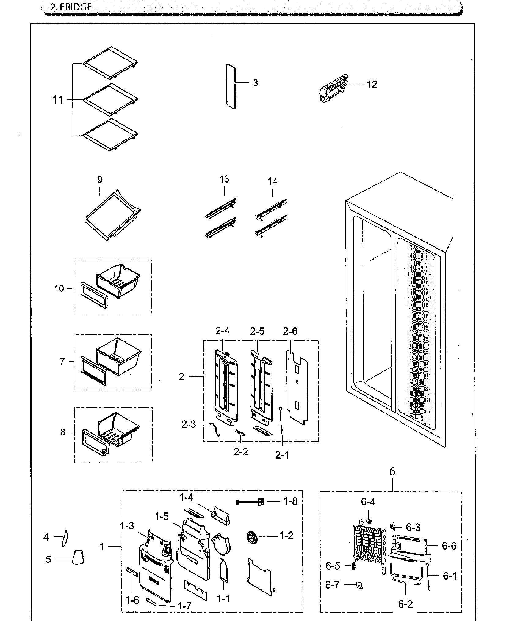 Samsung RS25H5111SG/AA-01 fridge diagram