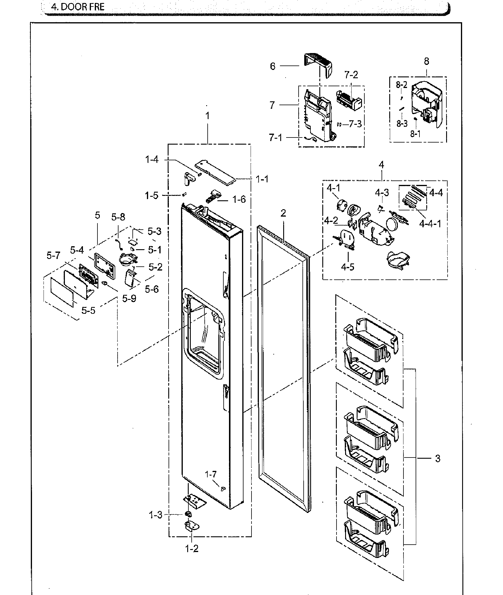Samsung RS25H5111SG/AA-01 door left diagram