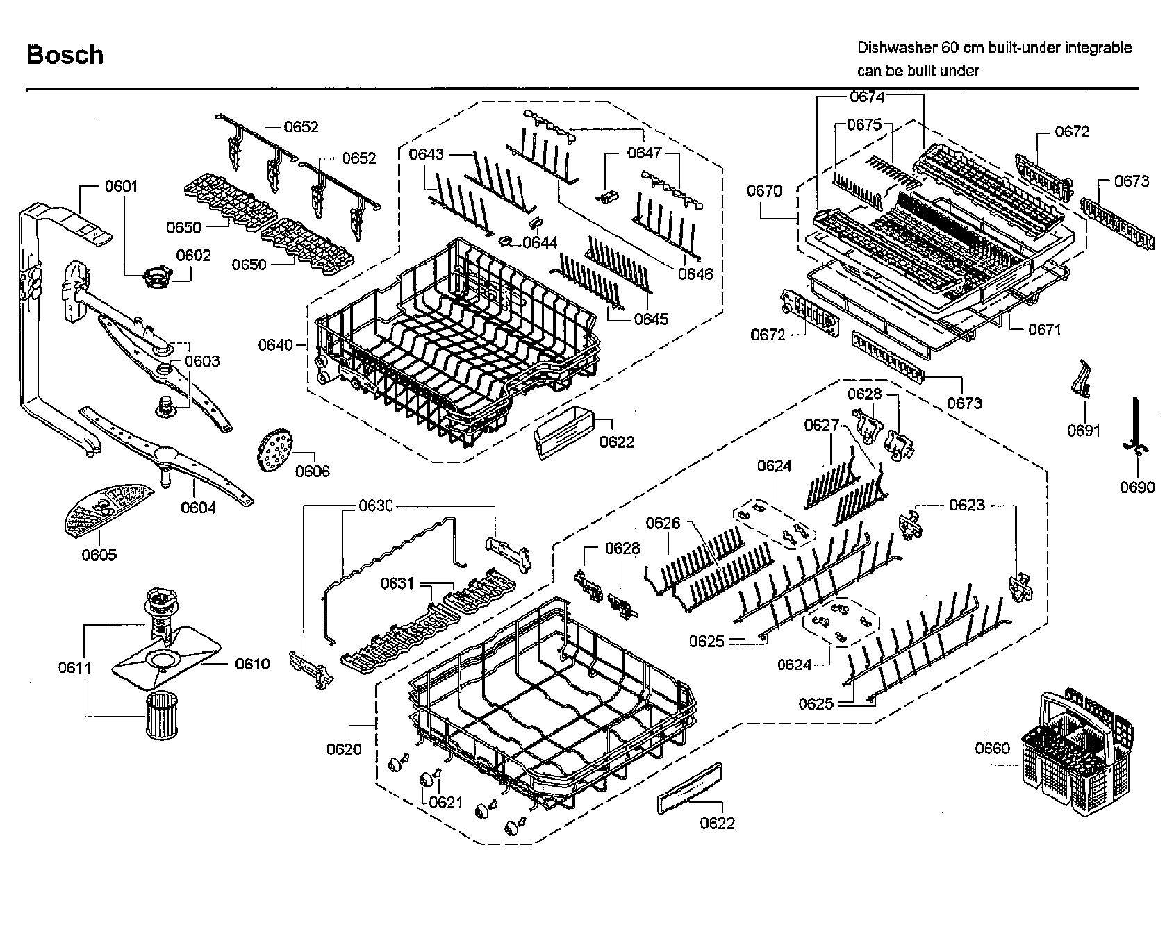 Bosch SHX9PT75UC/82 baskets diagram