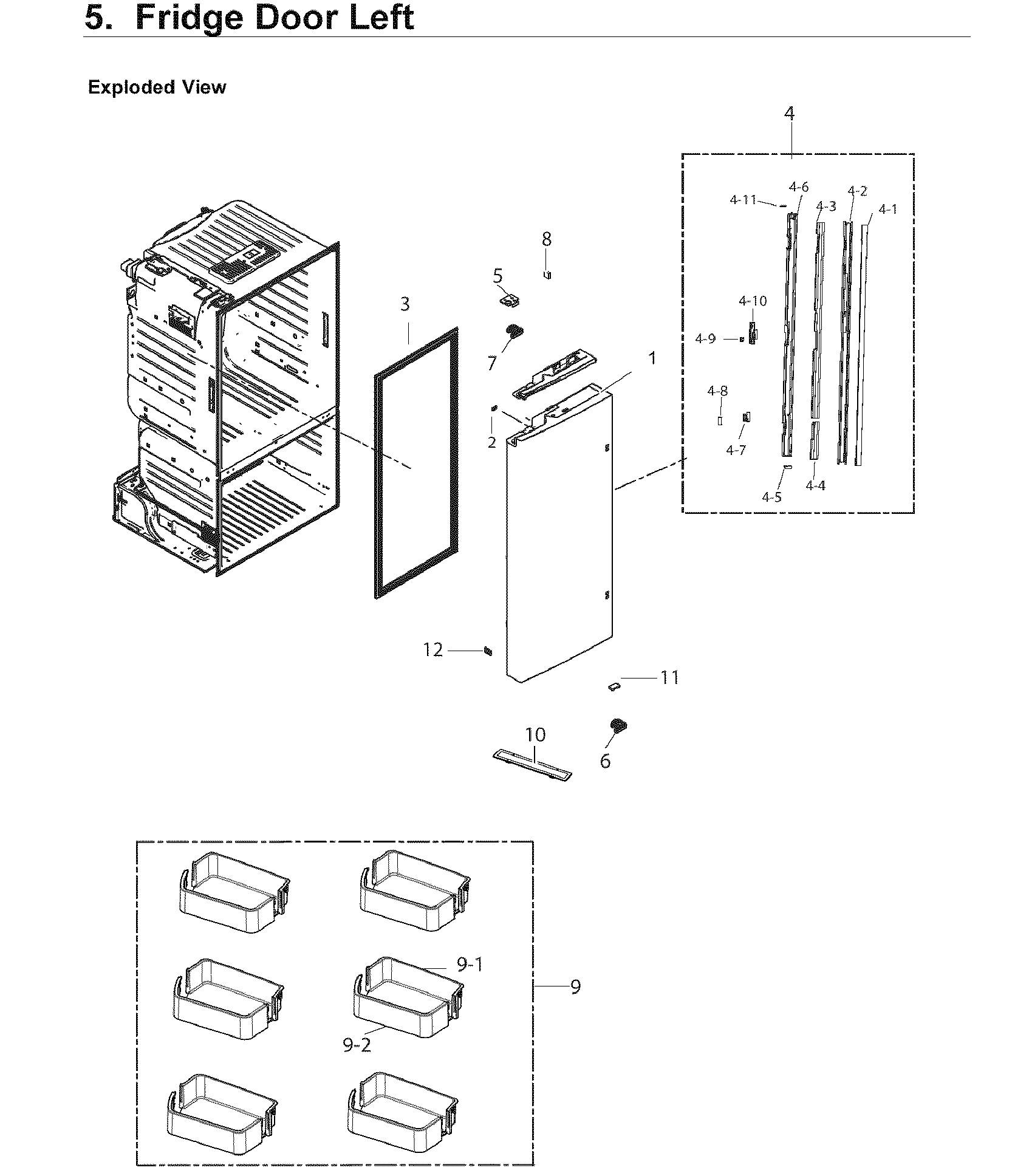 Samsung RF220NCTASR/AA-02 left door diagram