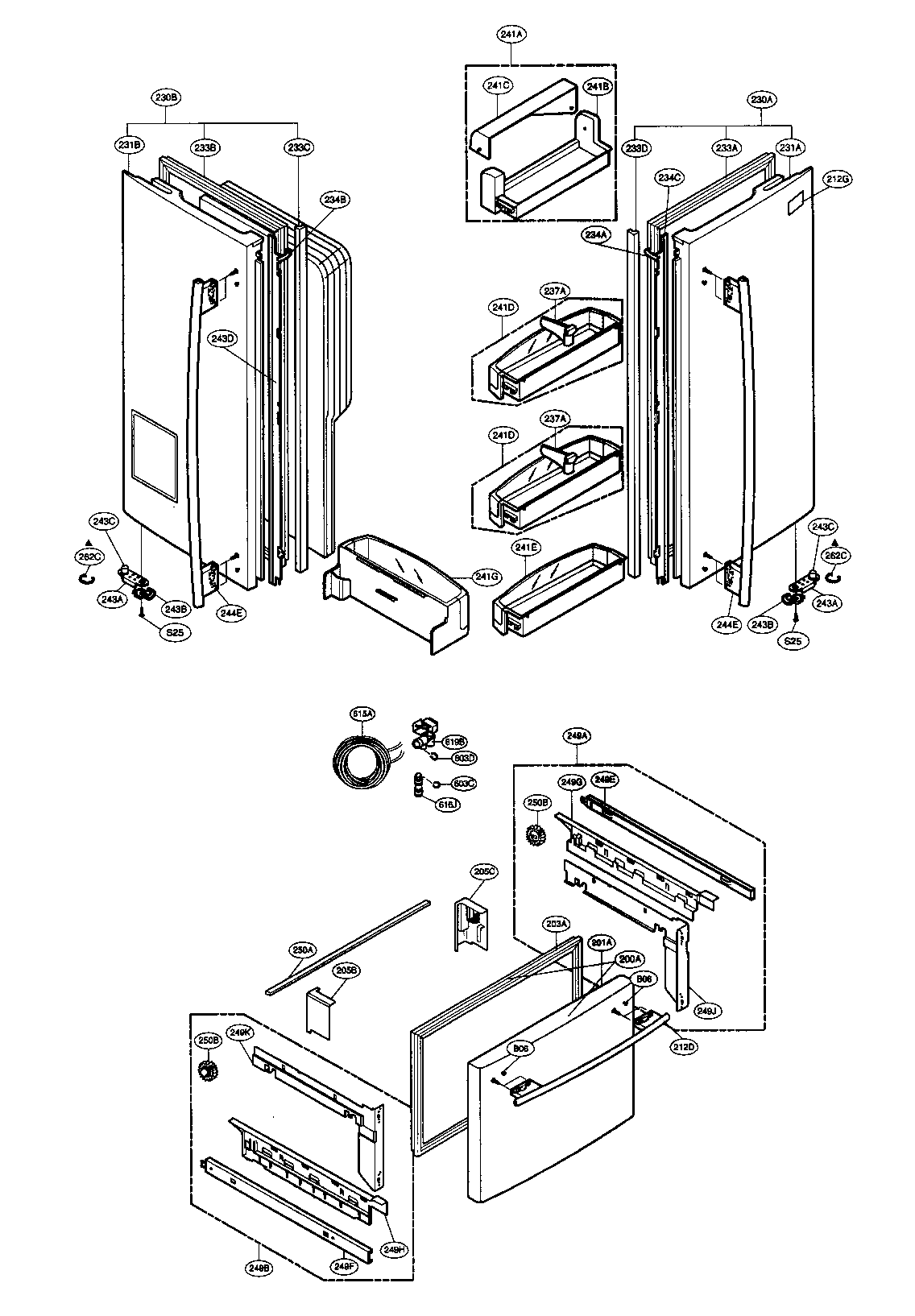 LG LFX25950SB/00 door parts diagram