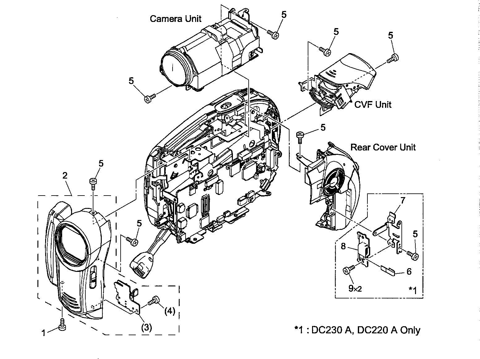 Canon DC230A casing parts 2 diagram