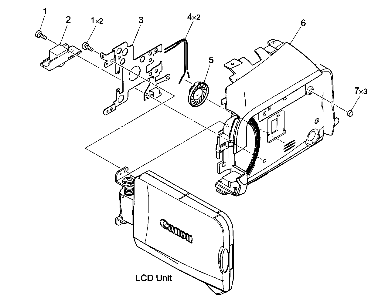 Canon ZR850A rear cover unit diagram