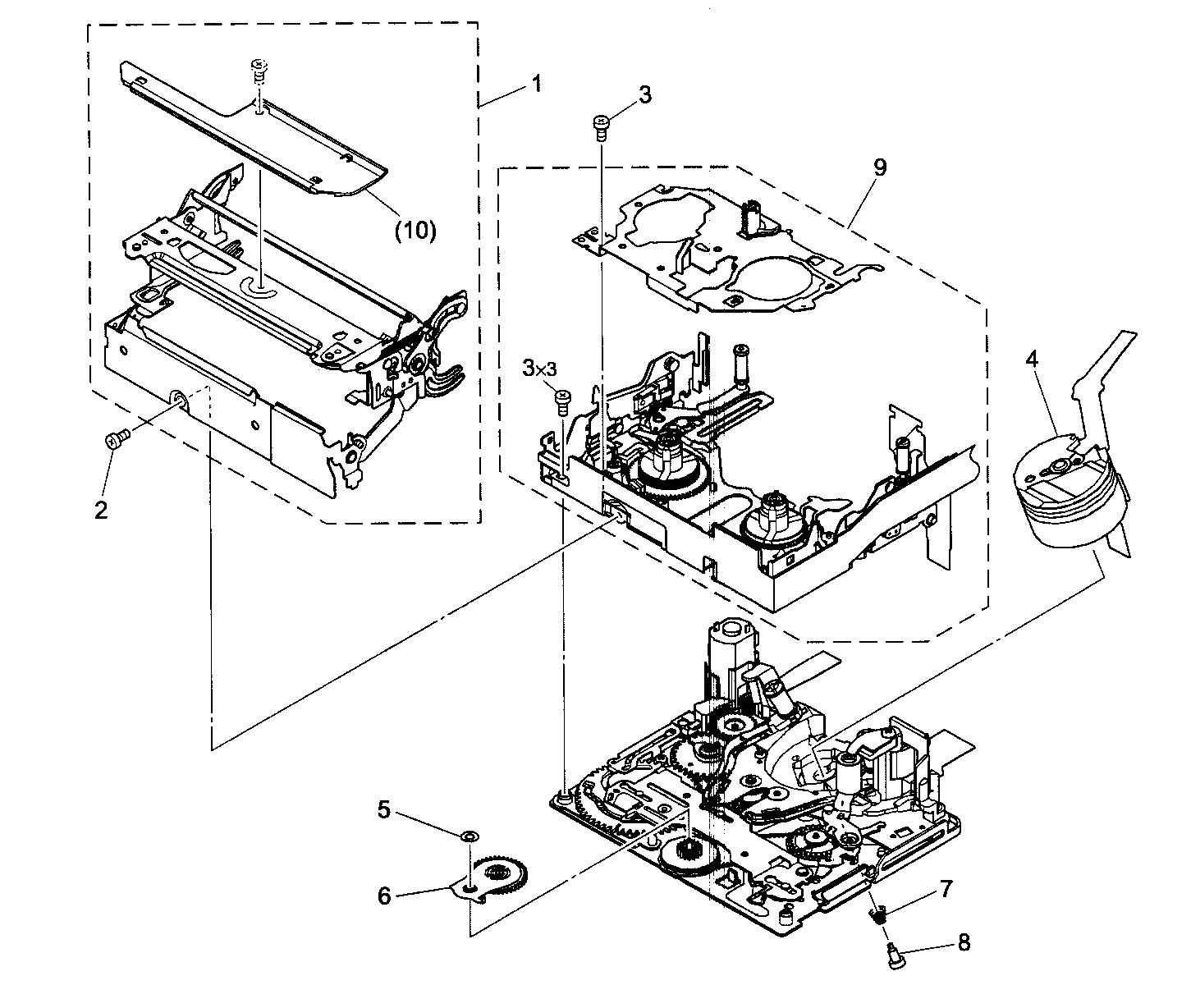 Canon ZR850A mechanical chassis diagram
