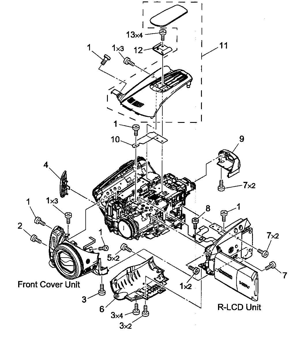 Canon HV20A casing parts 1 diagram