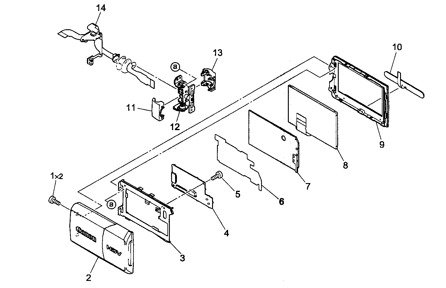 Canon HV20A lcd unit diagram