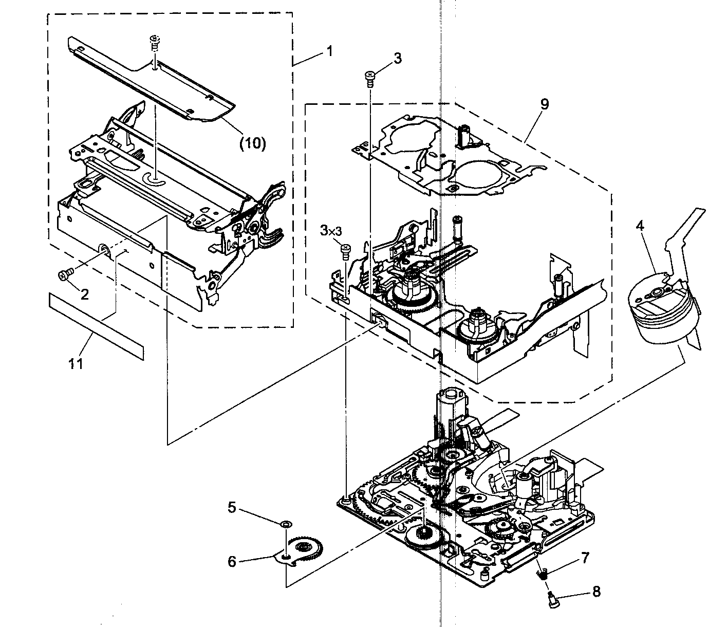 Canon HV20A mechanical chassis diagram
