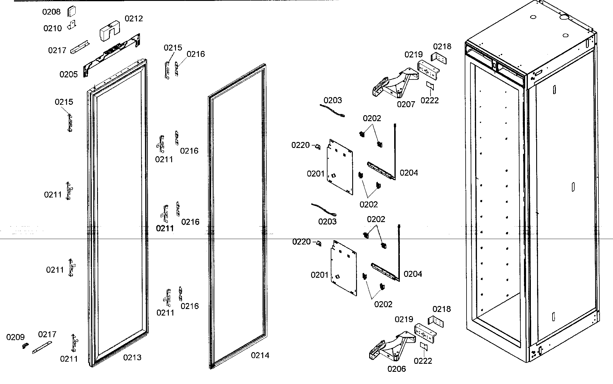 Thermador T18IW50NSP07 door assy diagram