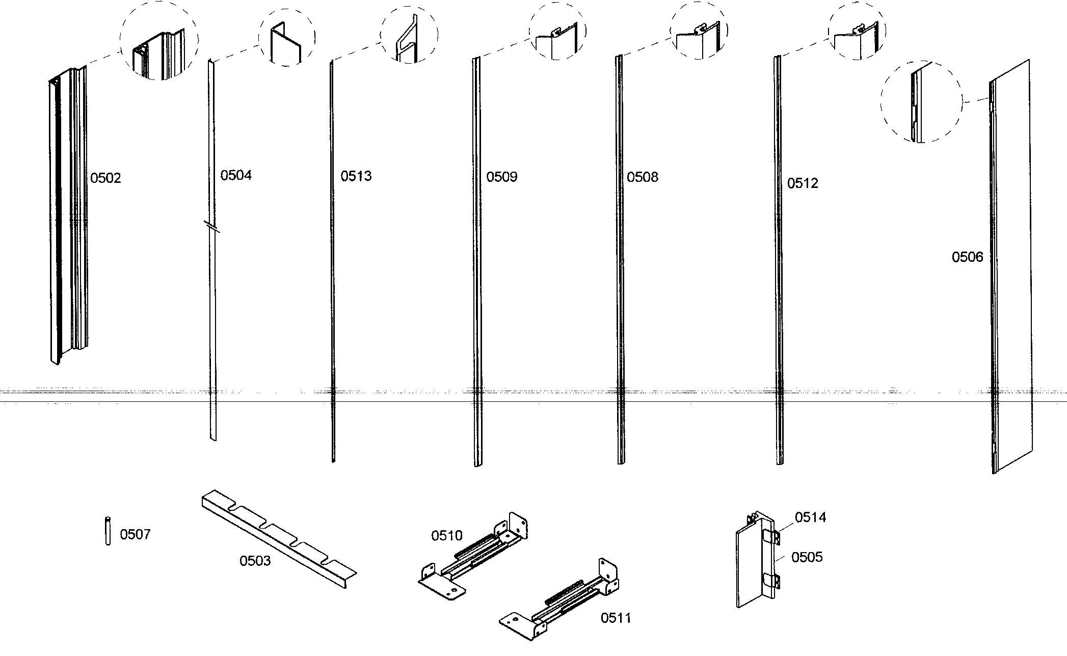 Thermador T18IW50NSP07 trim assy diagram