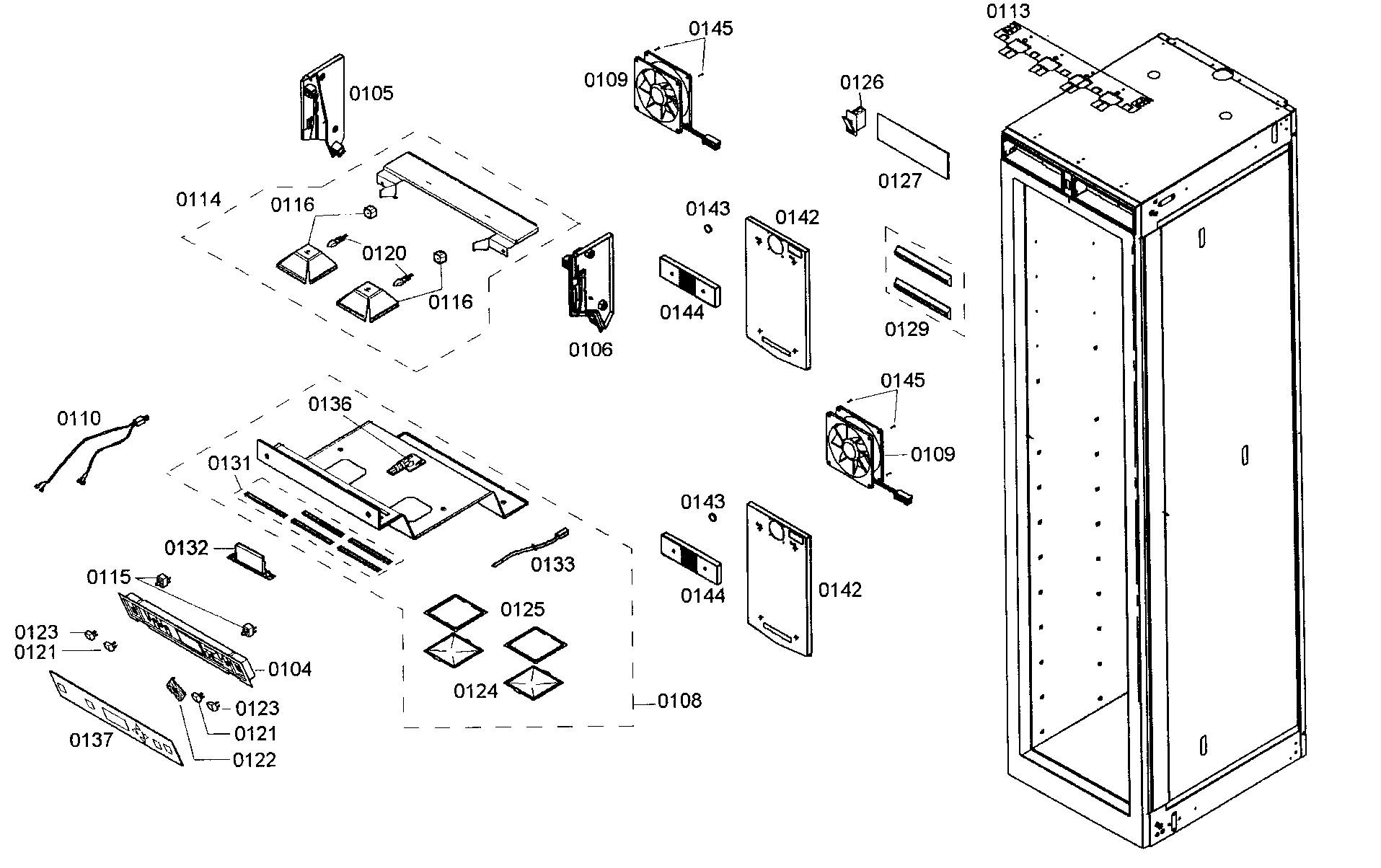 Thermador T24IW50NSP-07 cabinet parts diagram
