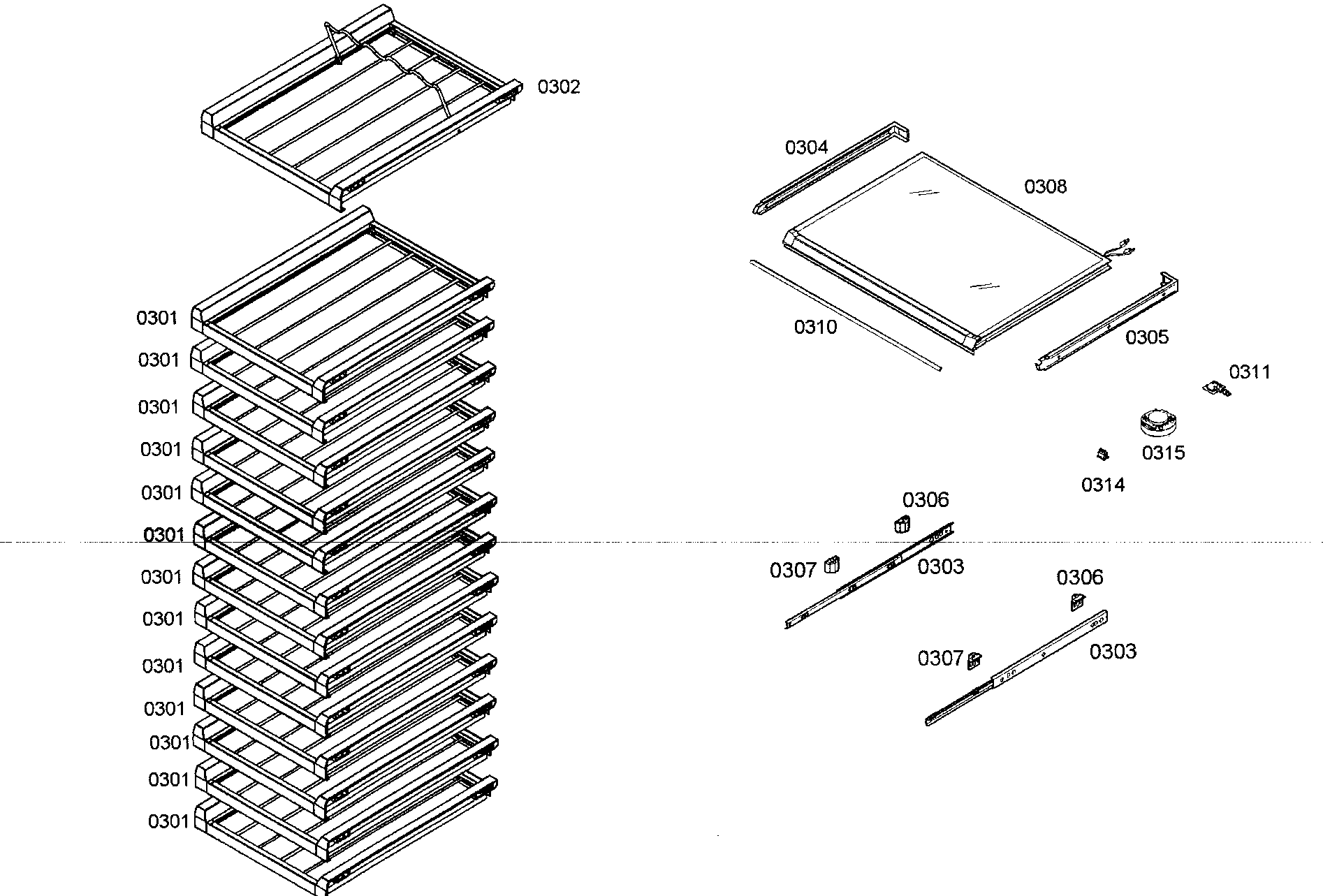 Thermador T24IW50NSP-07 shelf assy diagram