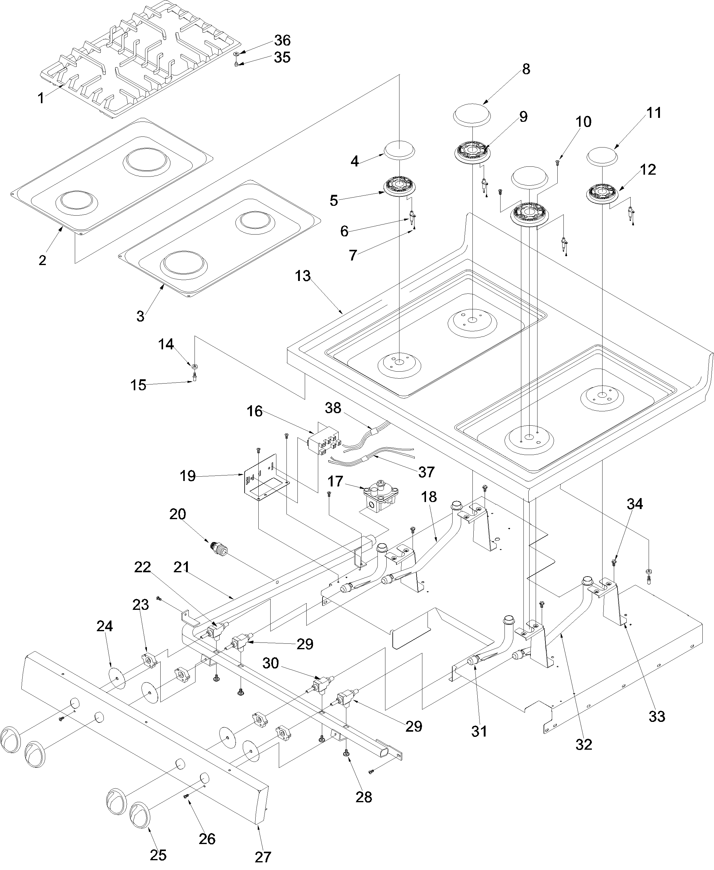 Amana OEMA1-ARG7800E main top diagram
