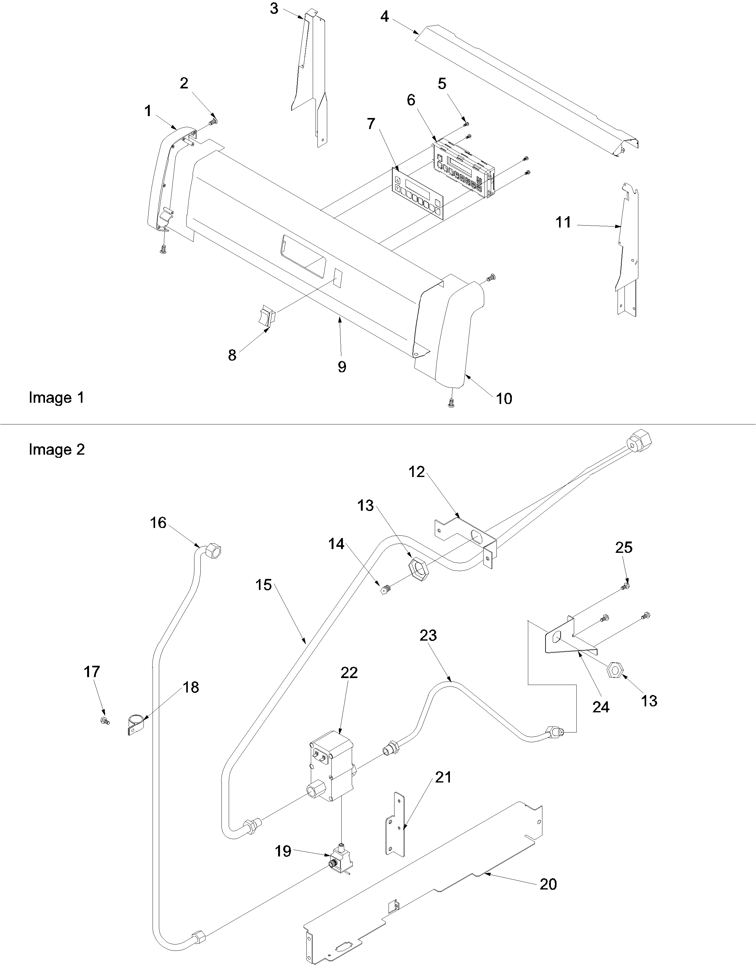 Amana OEMA1-ARG7600L backguard and gas supply diagram