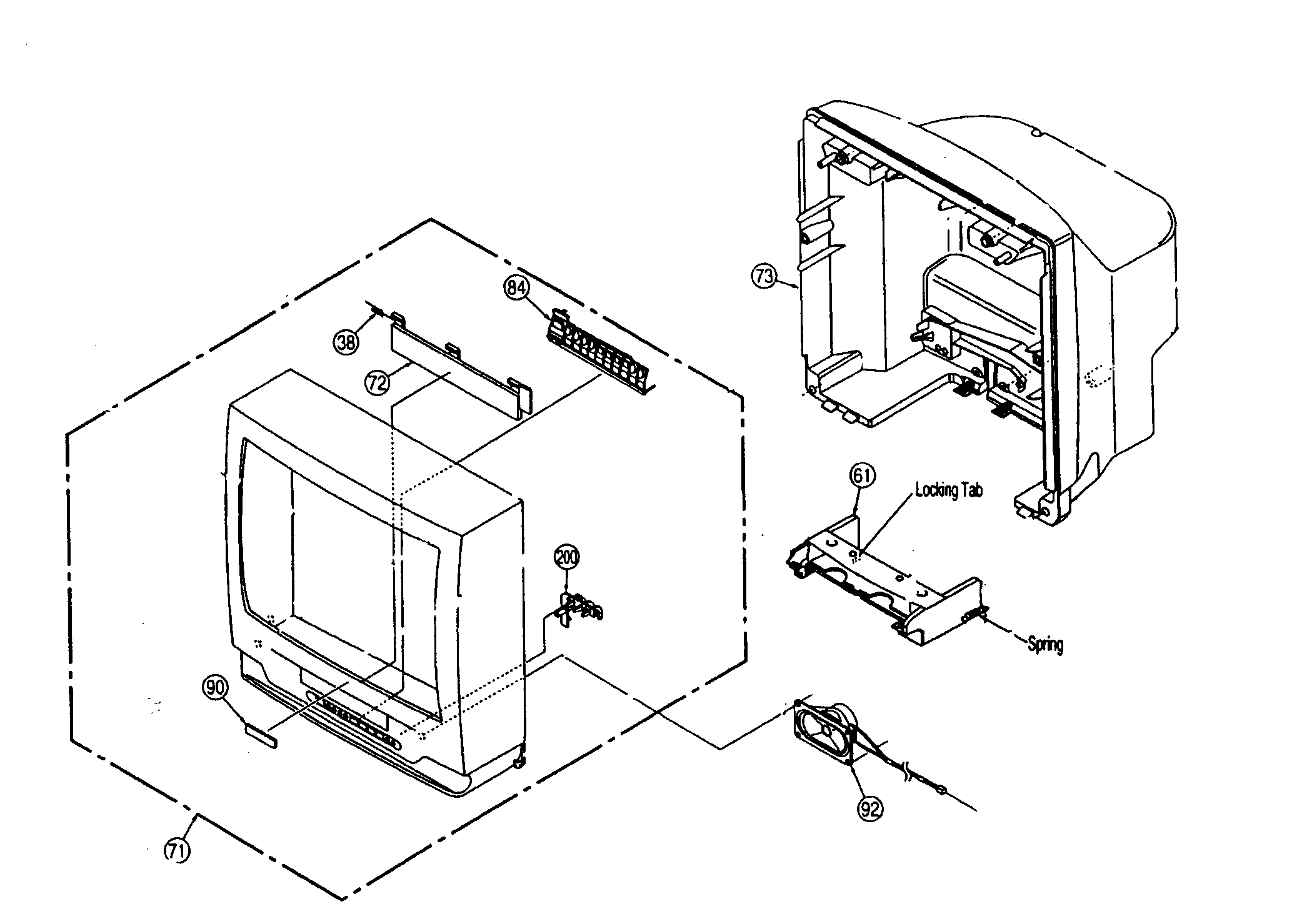 Panasonic PV-C1323-K cabinet parts diagram