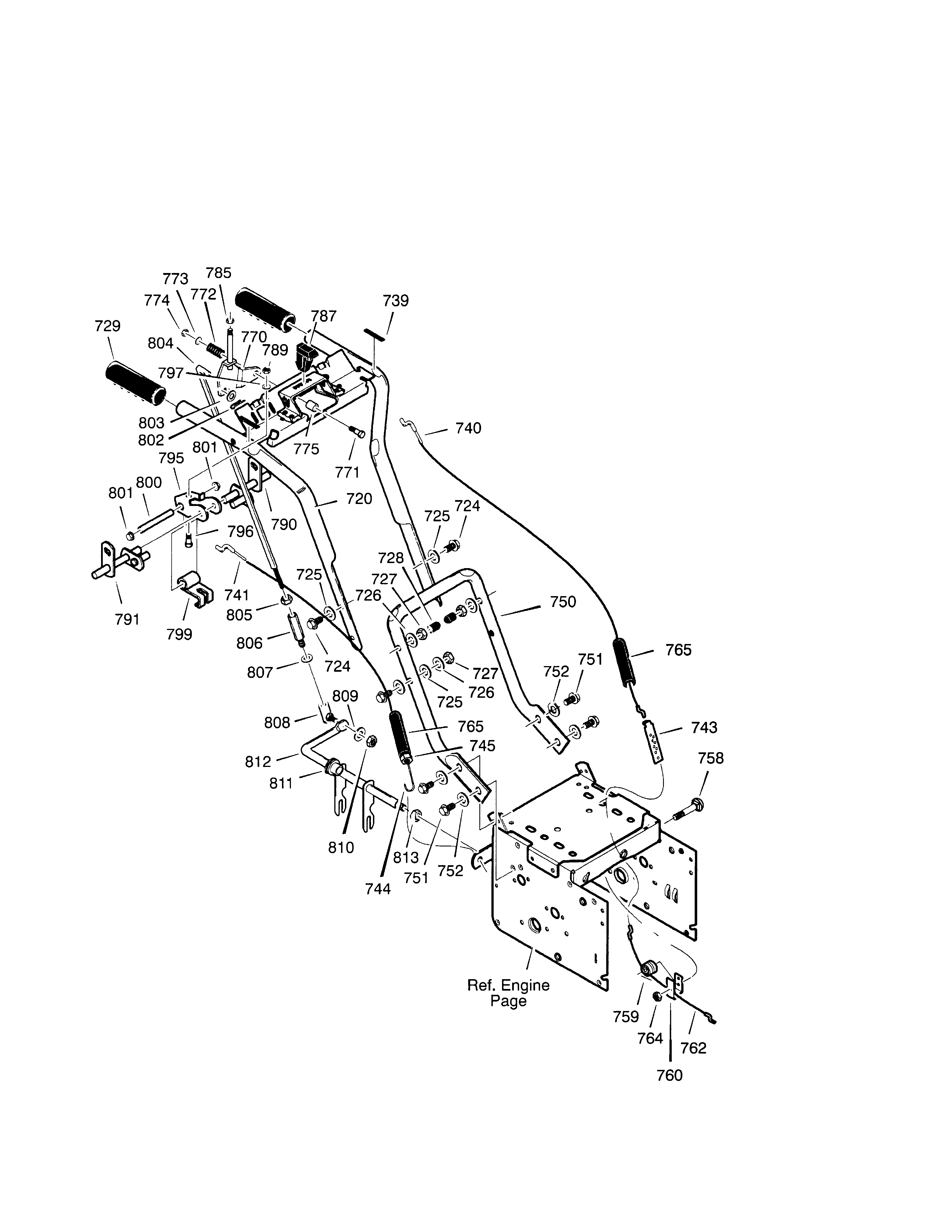 Craftsman 536887750 26`` 7.75hp handle diagram