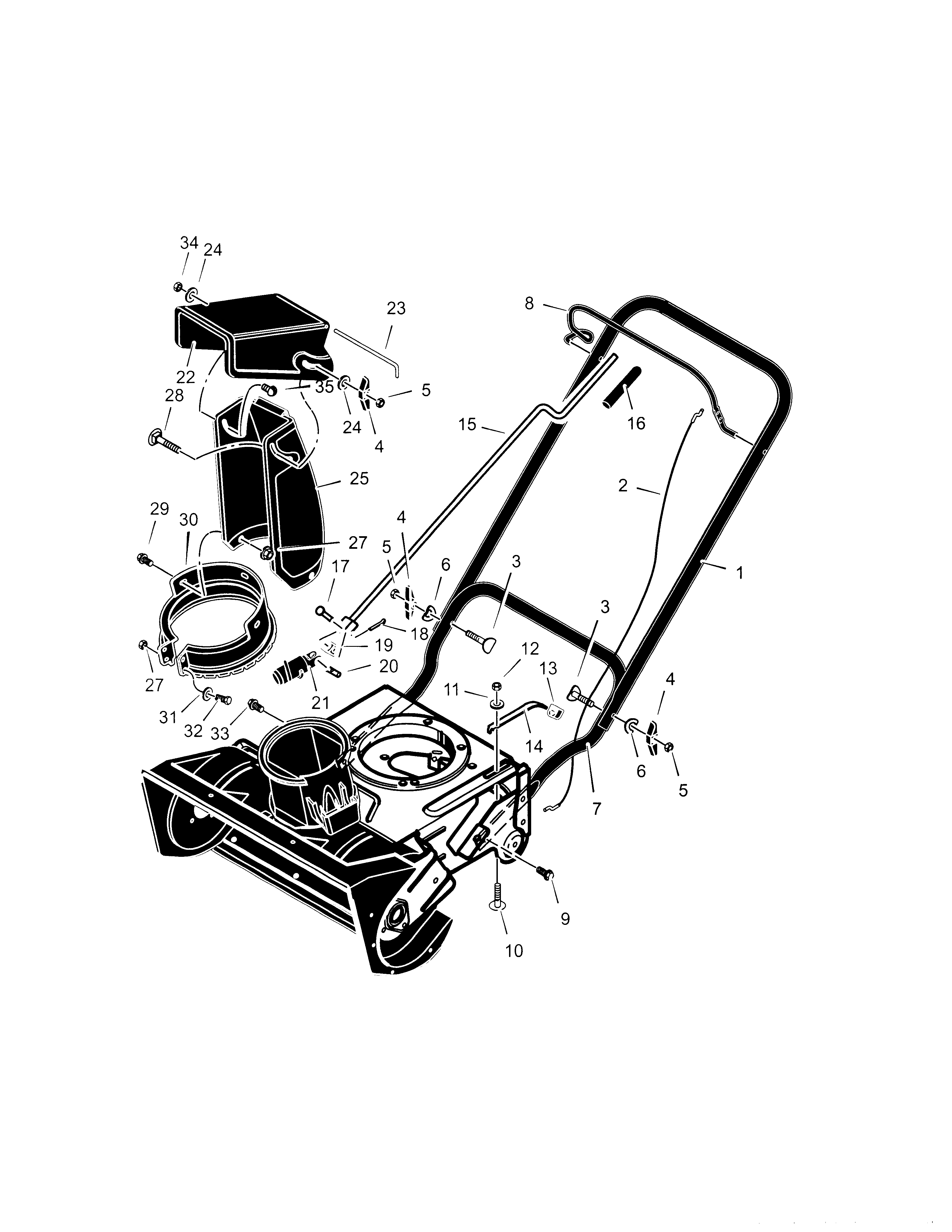 Craftsman 536885202 handle & discharge components diagram