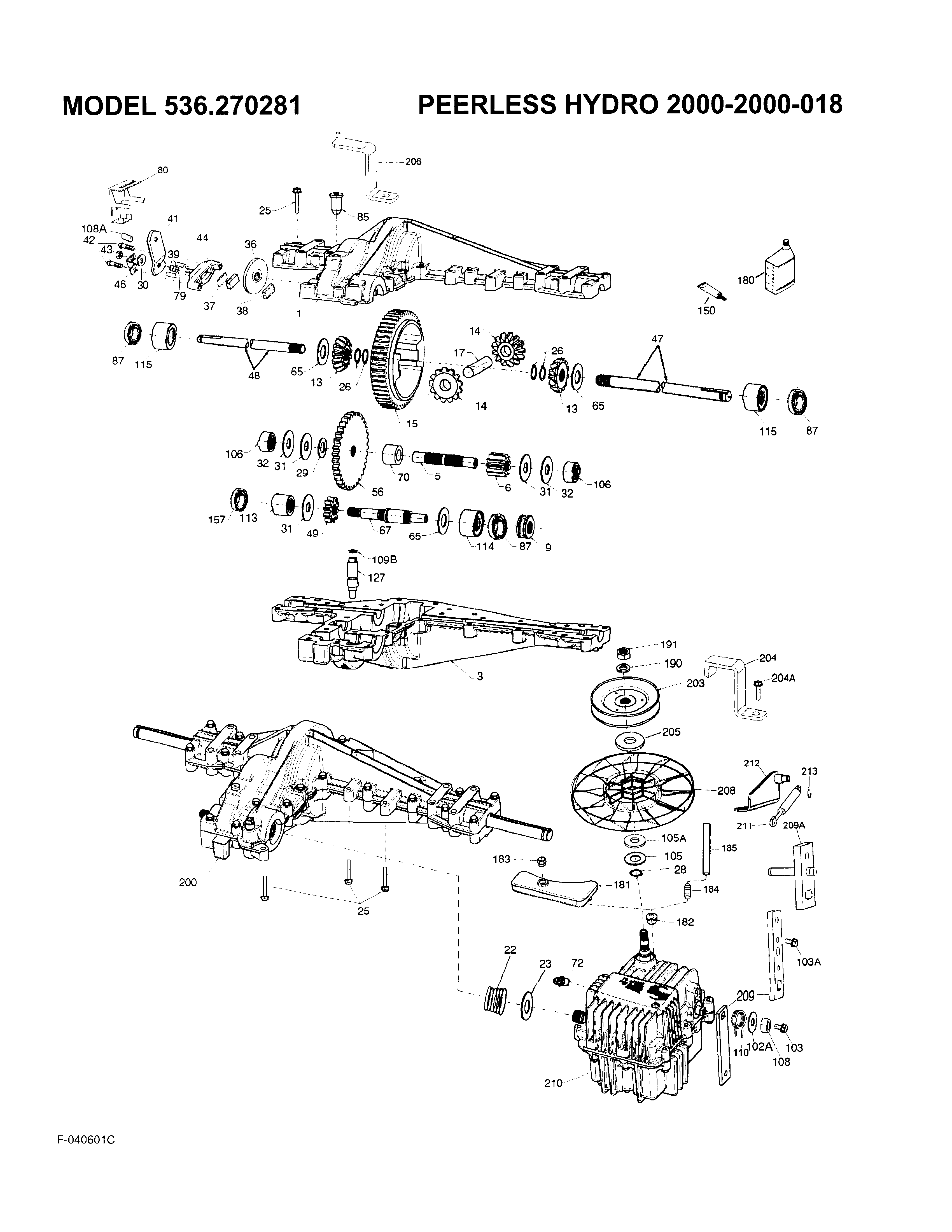 Peerless 2000-2000-018 hydro transmission view 1 diagram