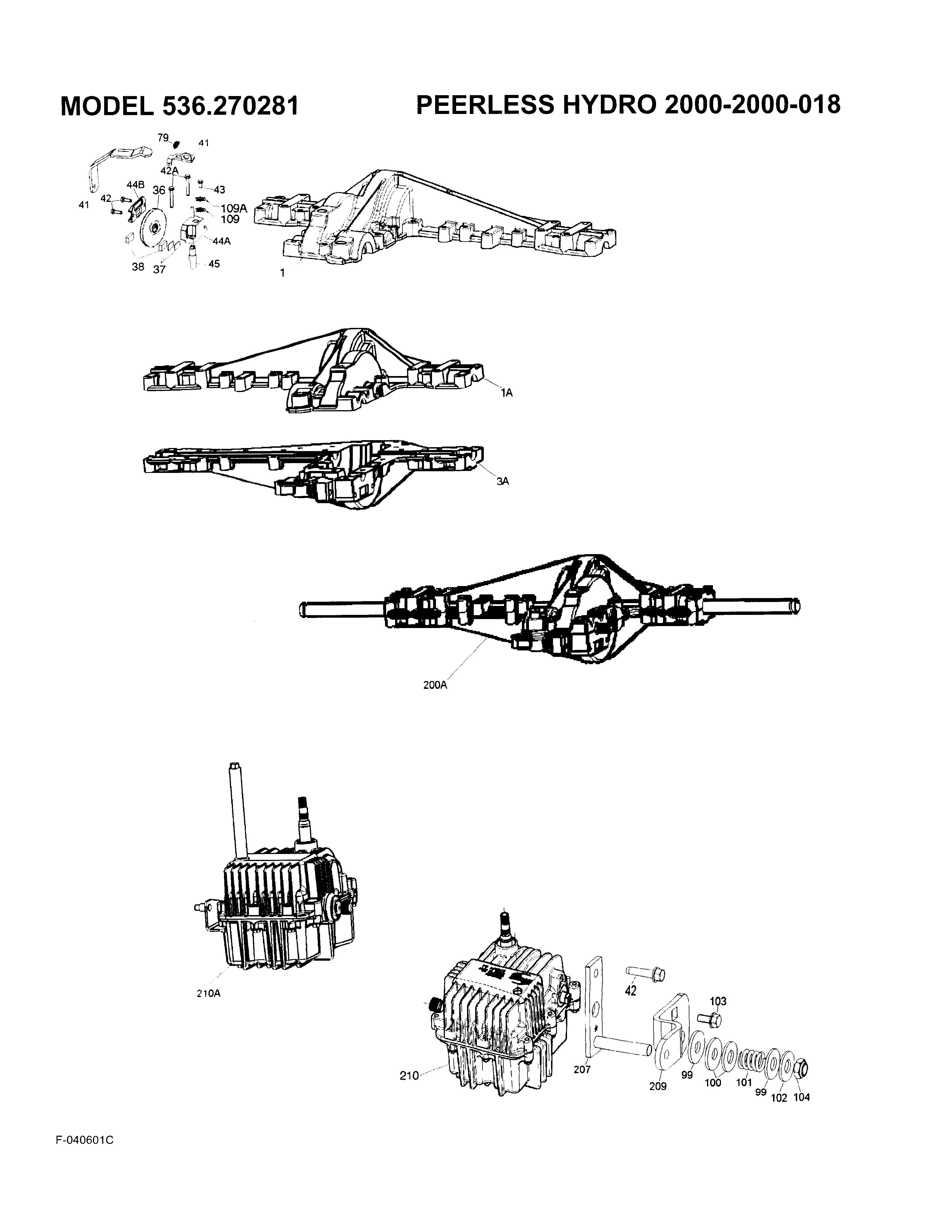 Peerless 2000-2000-018 hydro transmission view 2 diagram